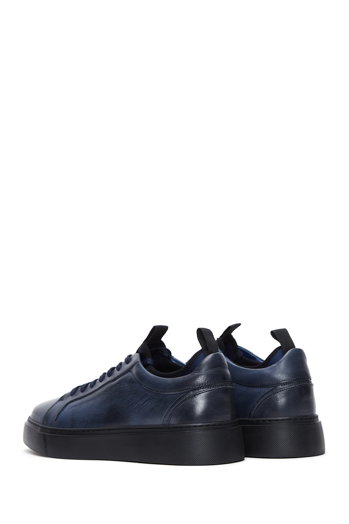Erkek Lacivert Deri Sneaker - Image 5