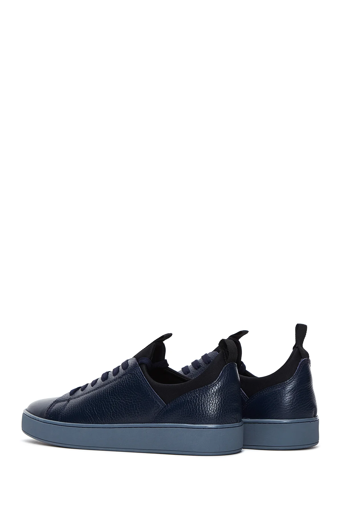 Erkek Lacivert Deri Sneaker - Image 4
