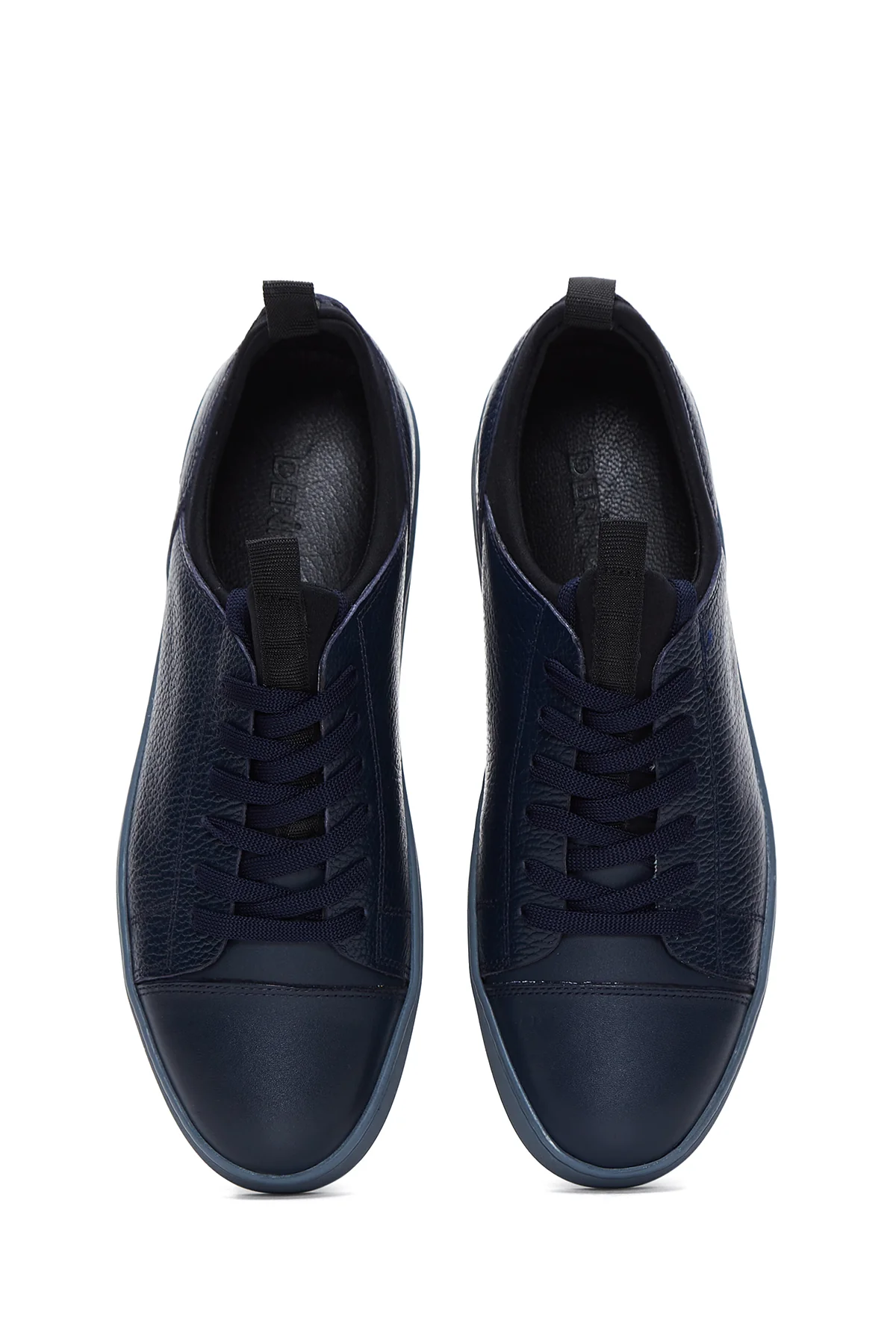 Erkek Lacivert Deri Sneaker - Image 5