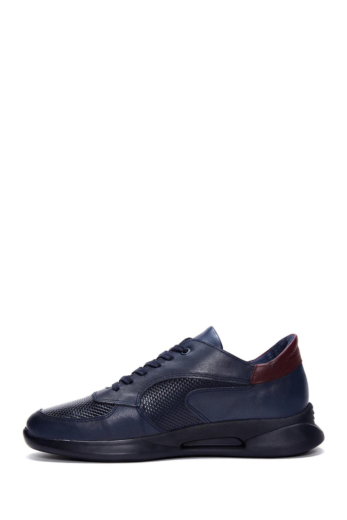 Erkek Lacivert Deri Sneaker - Image 2