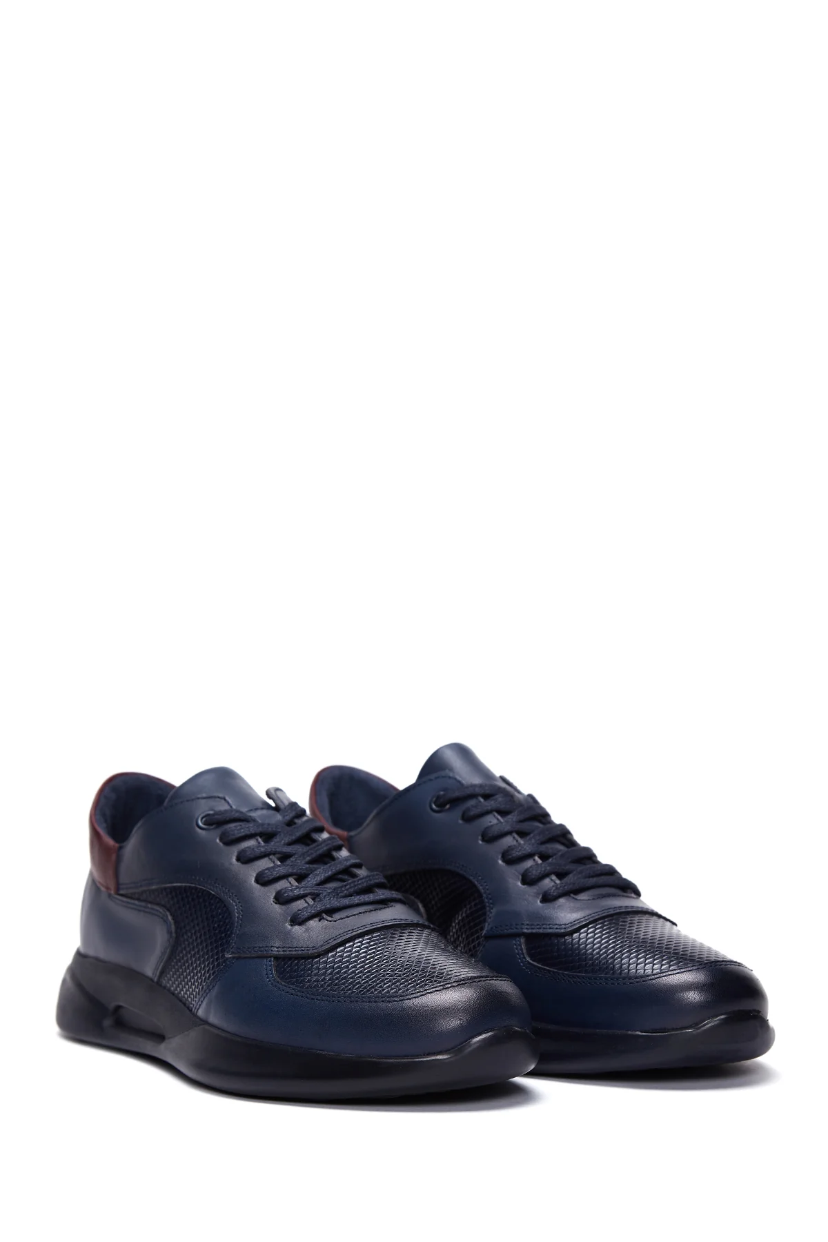 Erkek Lacivert Deri Sneaker - Image 3
