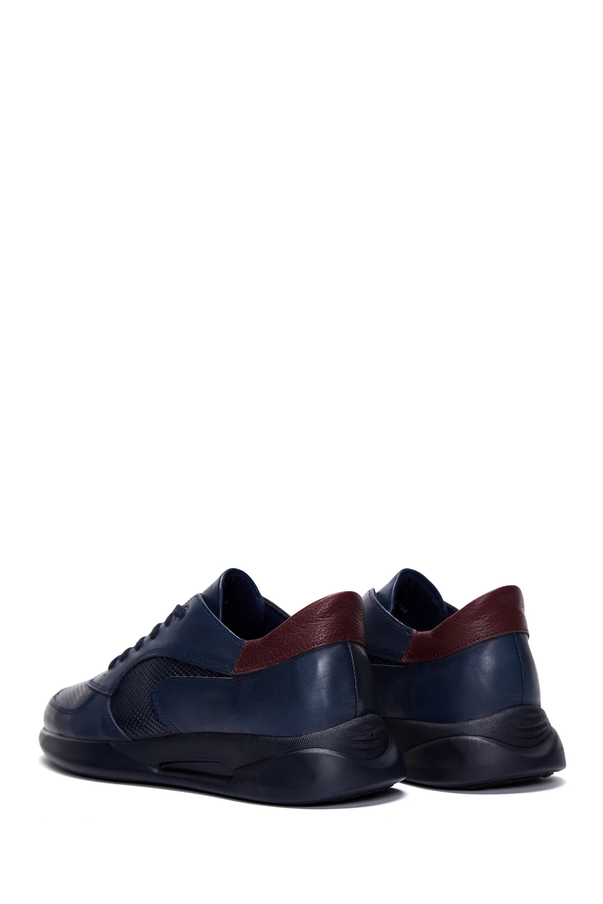 Erkek Lacivert Deri Sneaker - Image 5