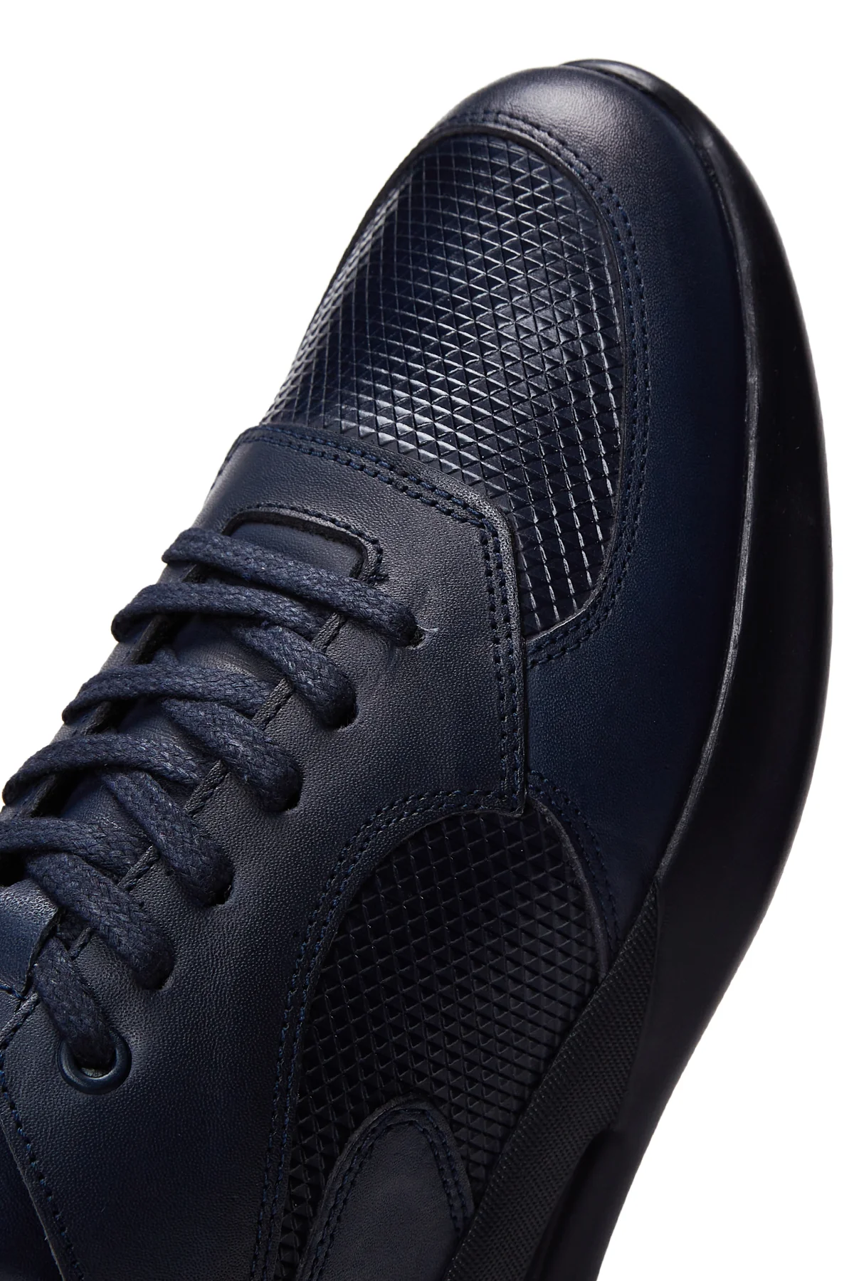Erkek Lacivert Deri Sneaker - Image 7