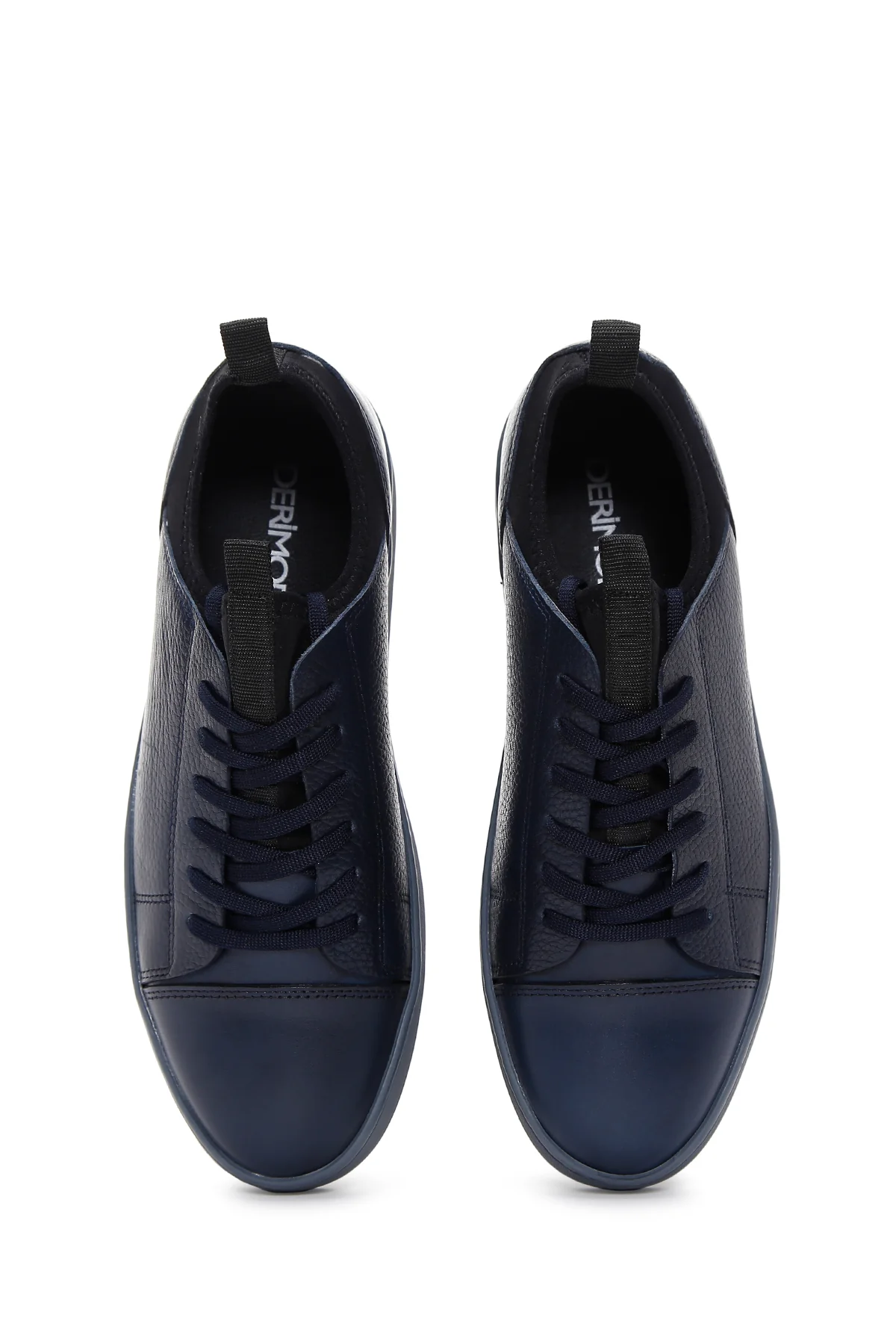 Erkek Lacivert Deri Sneaker - Image 6