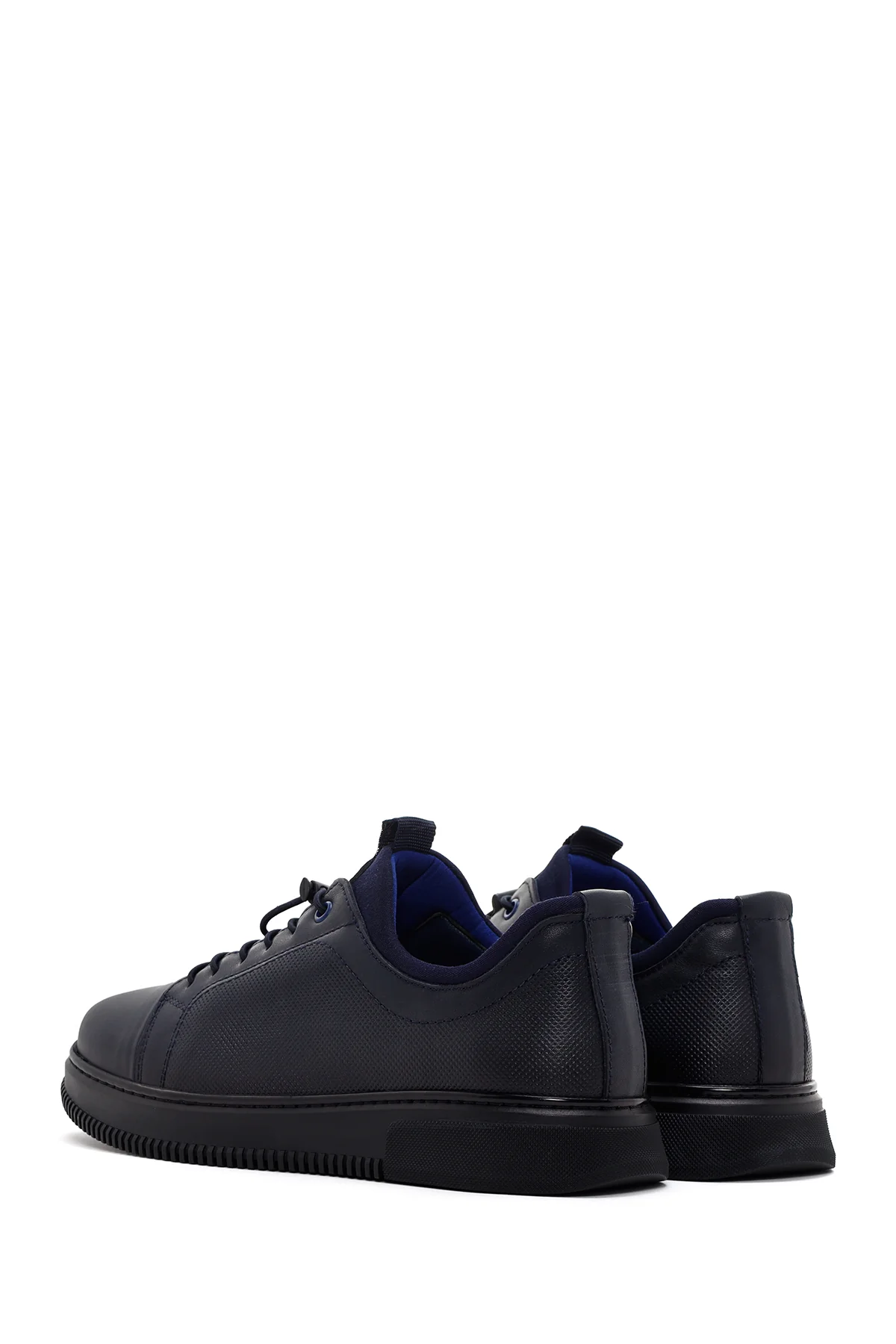 Erkek Lacivert Deri Sneaker - Image 5