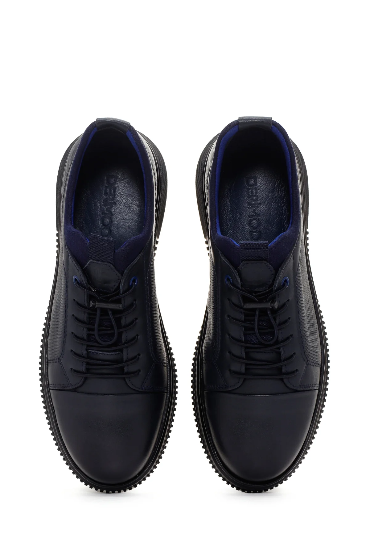 Erkek Lacivert Deri Sneaker - Image 6