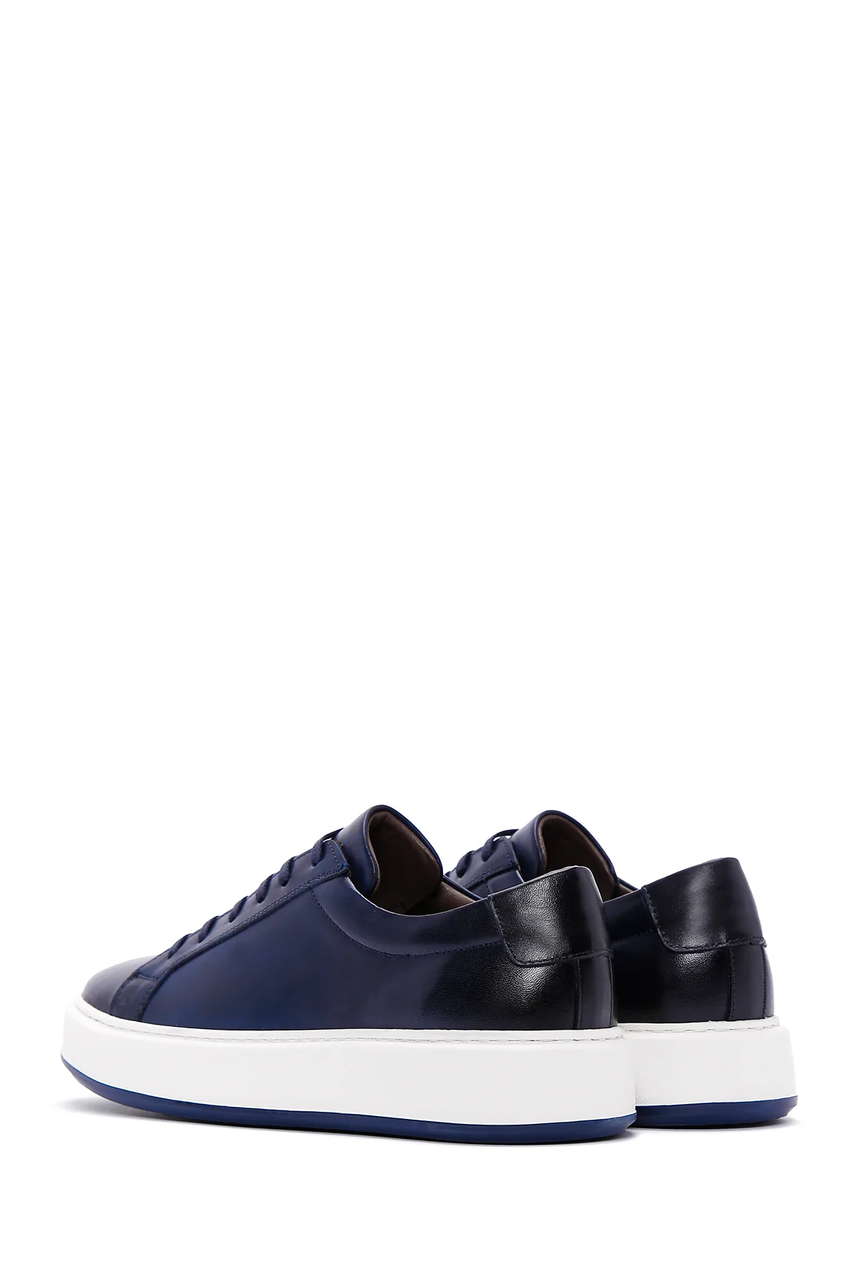 Erkek Lacivert Deri Sneaker - Image 5
