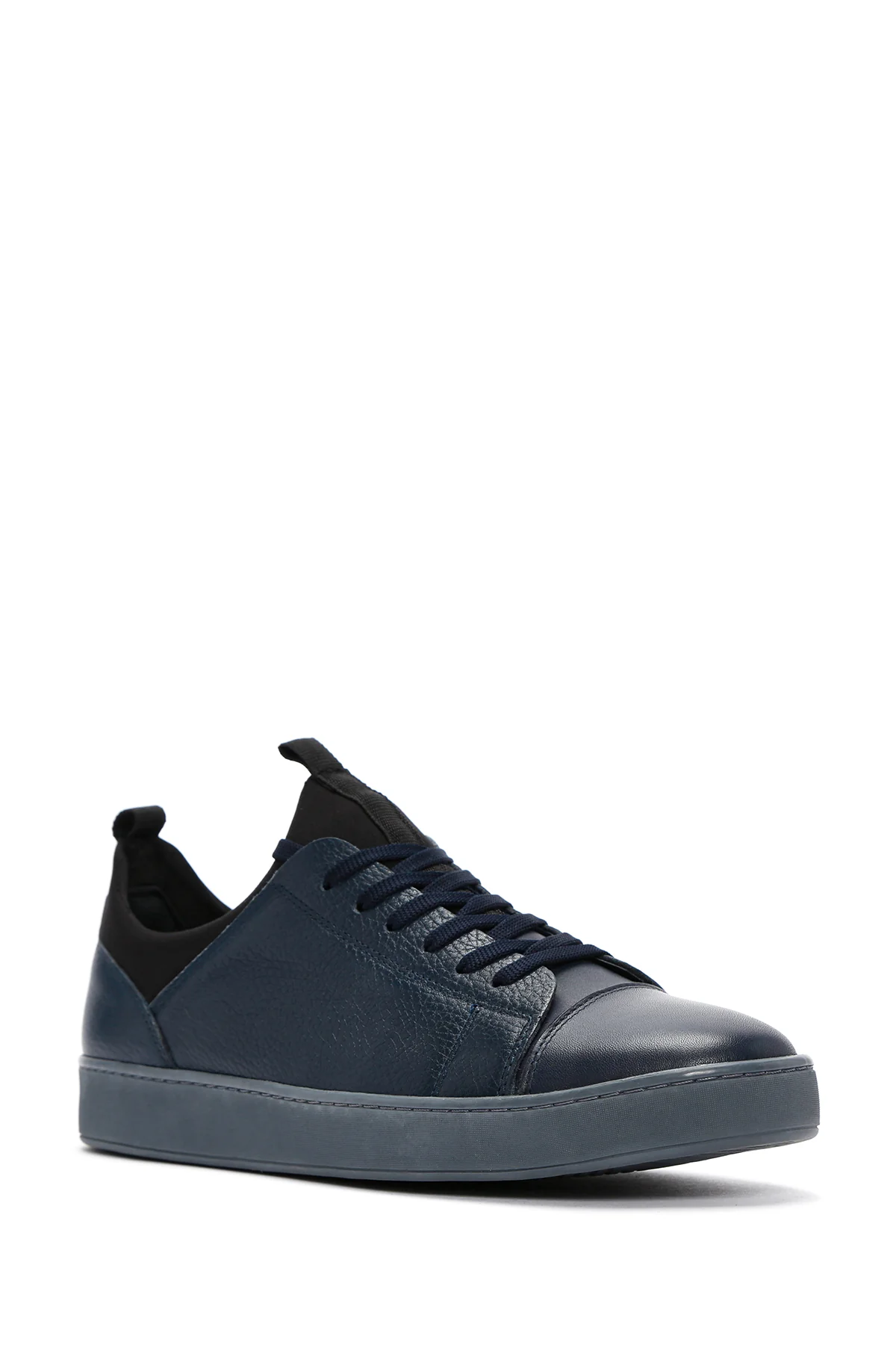 Erkek Lacivert Deri Sneaker - Image 6