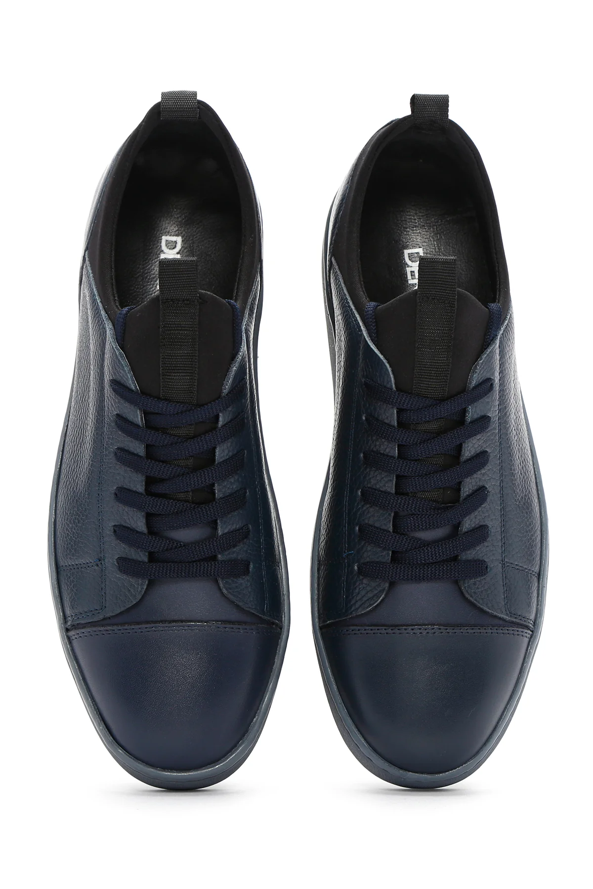 Erkek Lacivert Deri Sneaker - Image 7