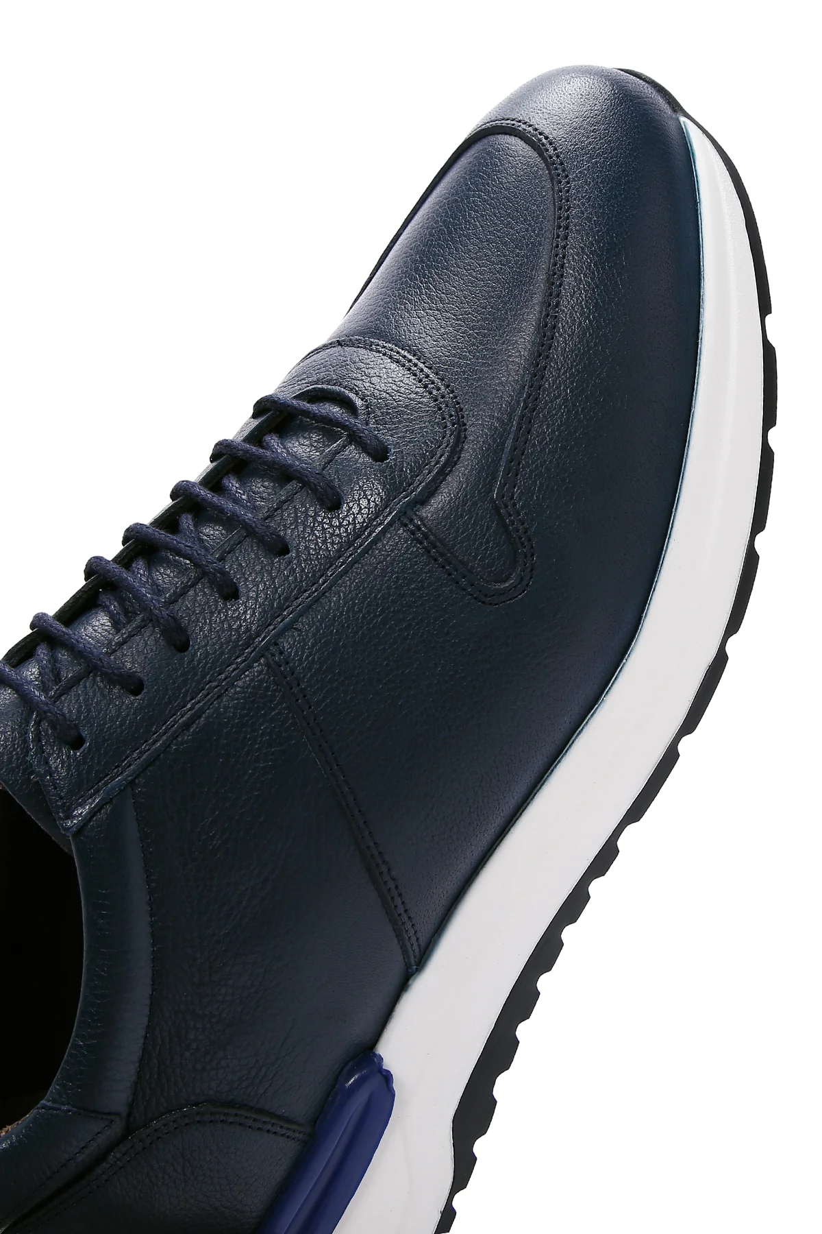 Erkek Lacivert Deri Sneaker - Image 9