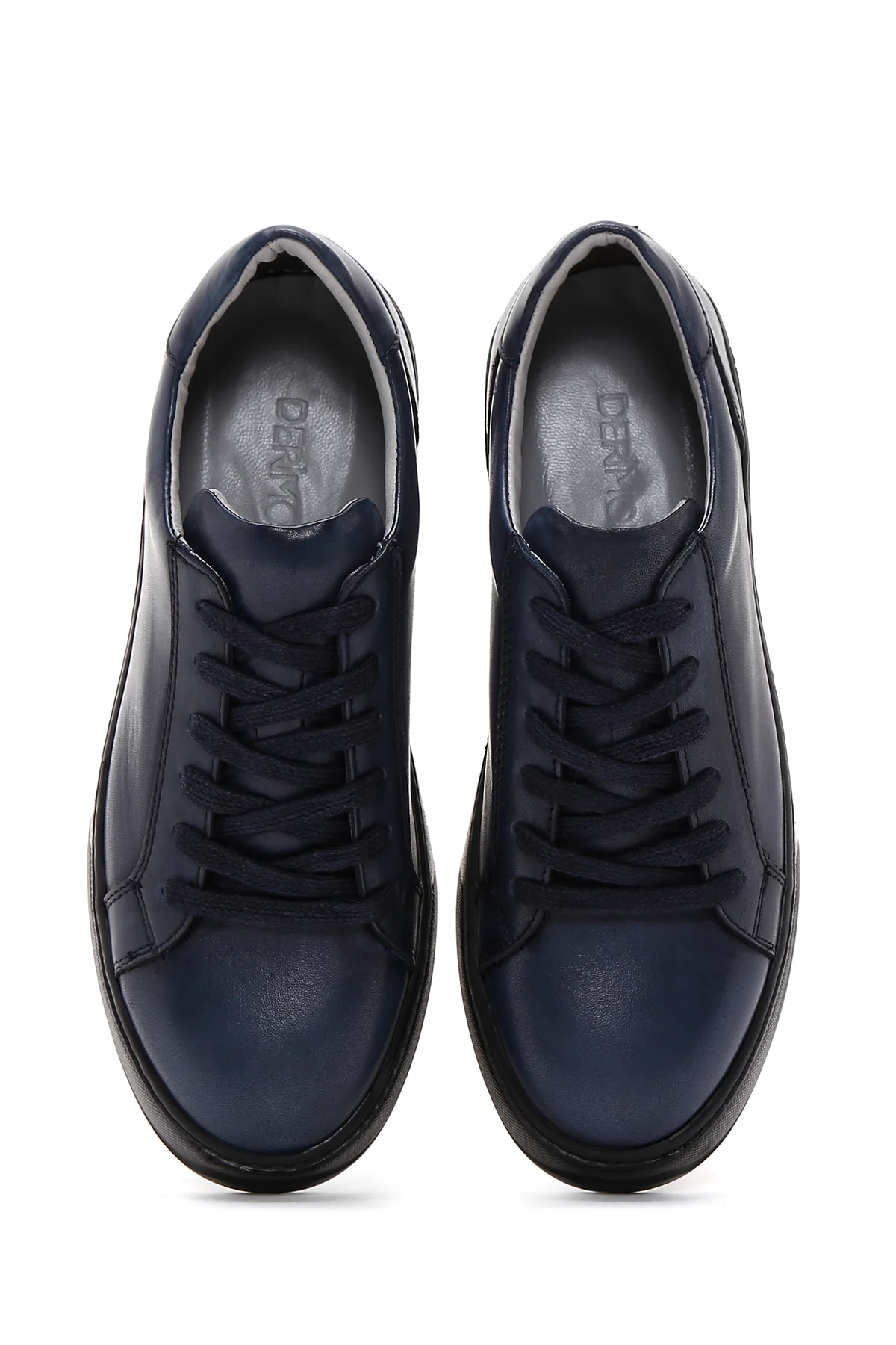 Erkek Lacivert Deri Sneaker - Image 6