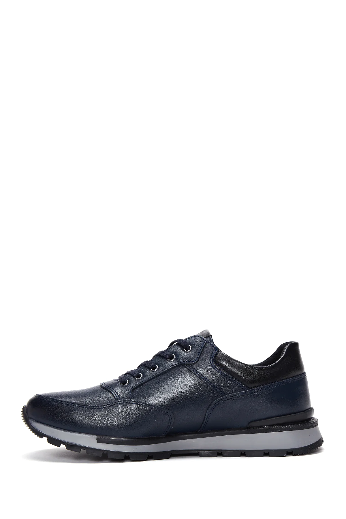 Erkek Lacivert Deri Sneaker - Image 2