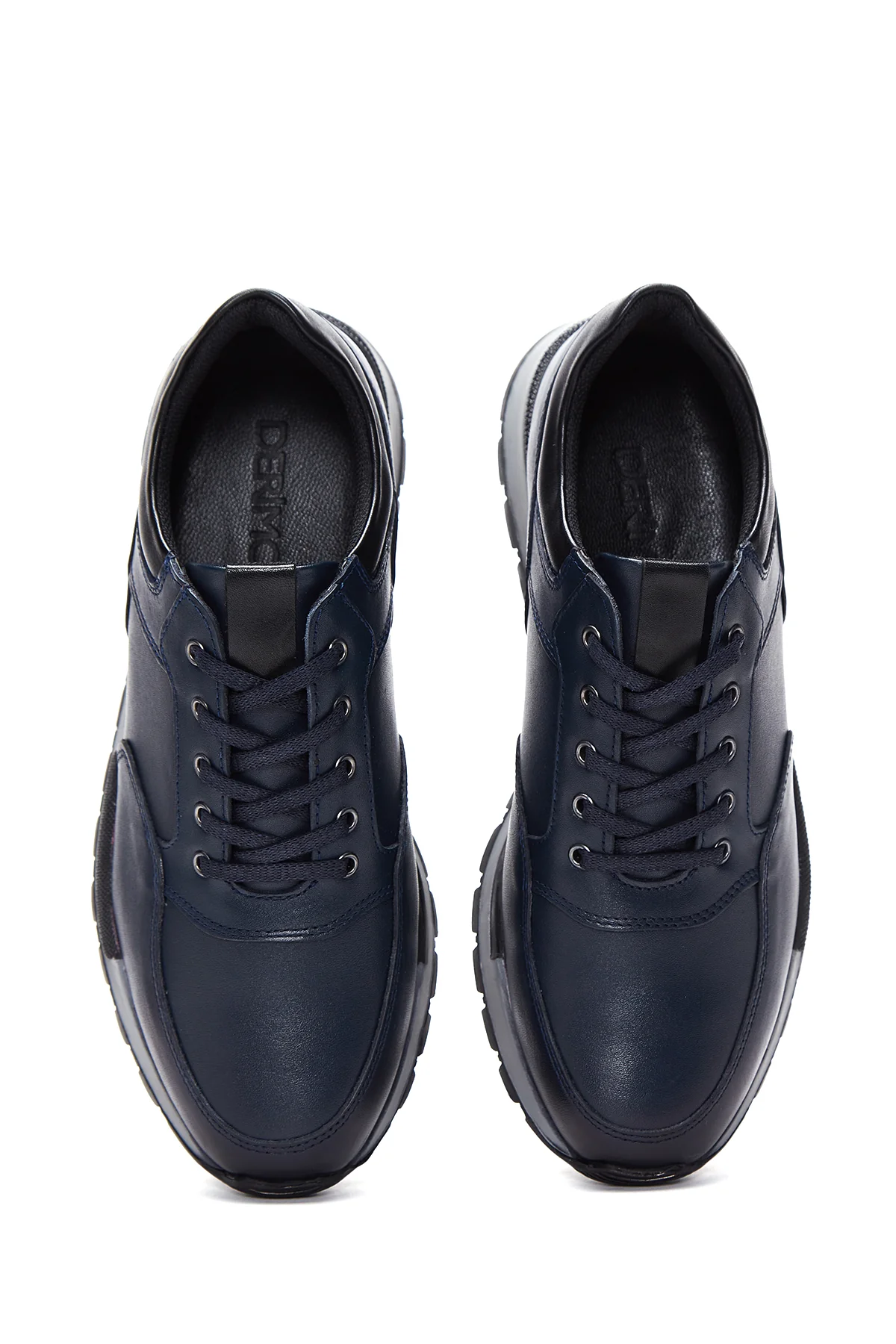 Erkek Lacivert Deri Sneaker - Image 6