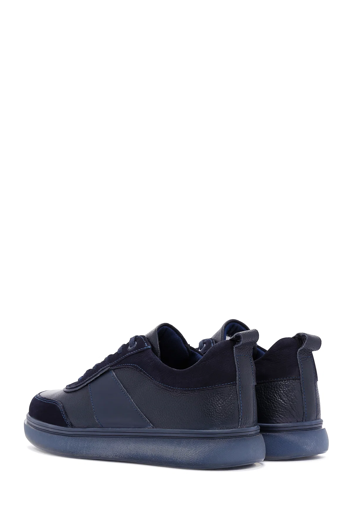 Erkek Lacivert Deri Sneaker - Image 5