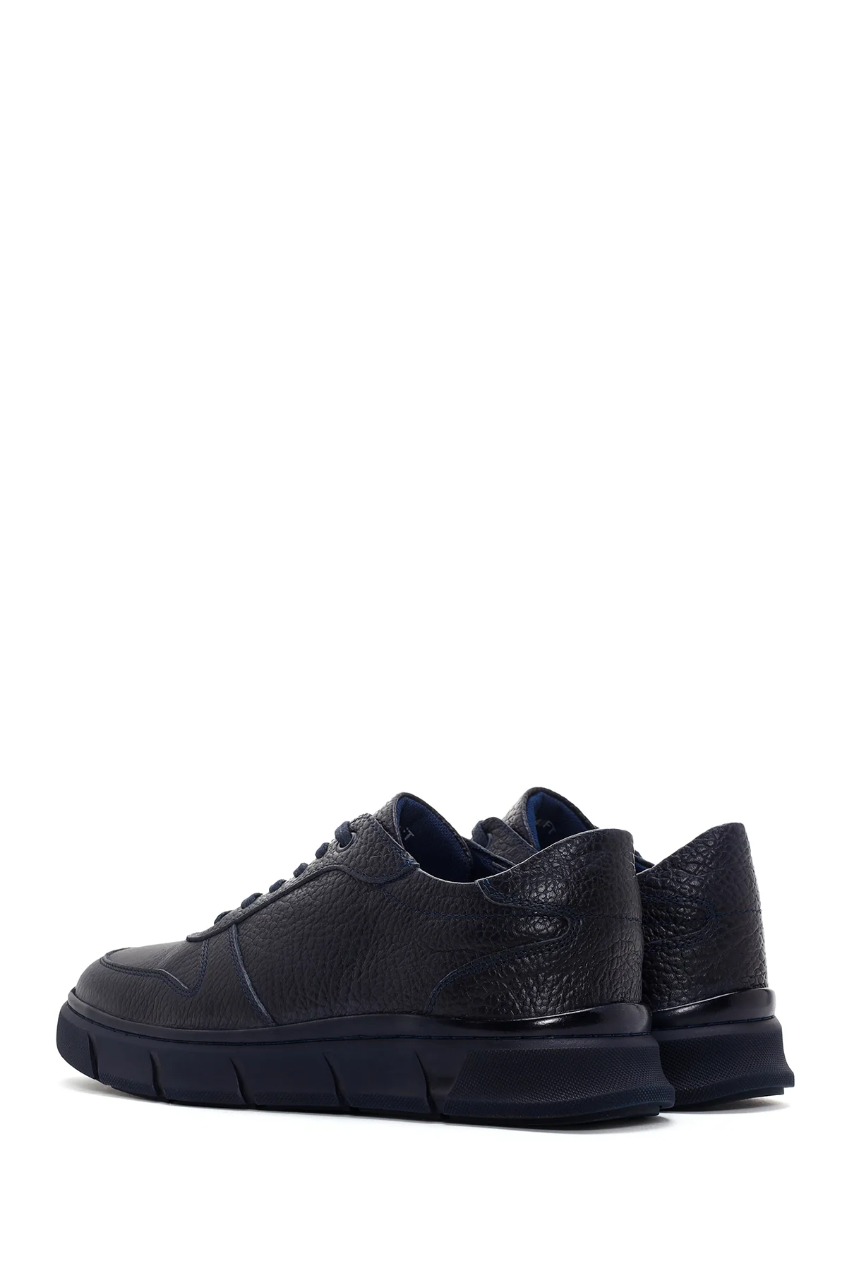 Erkek Lacivert Deri Sneaker - Image 5