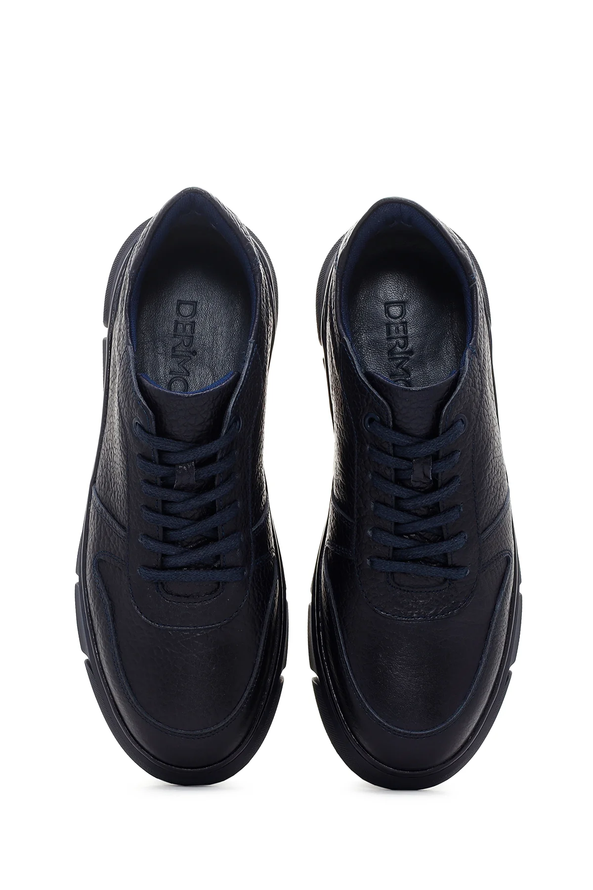 Erkek Lacivert Deri Sneaker - Image 6