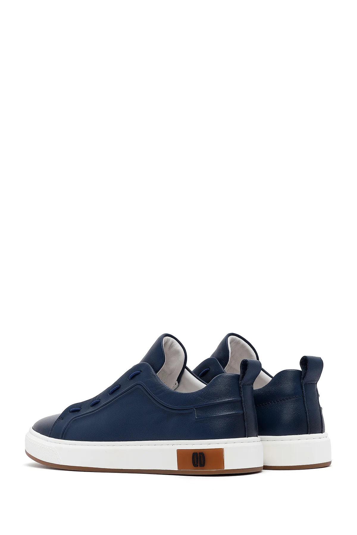 Erkek Lacivert Deri Sneaker - Image 6