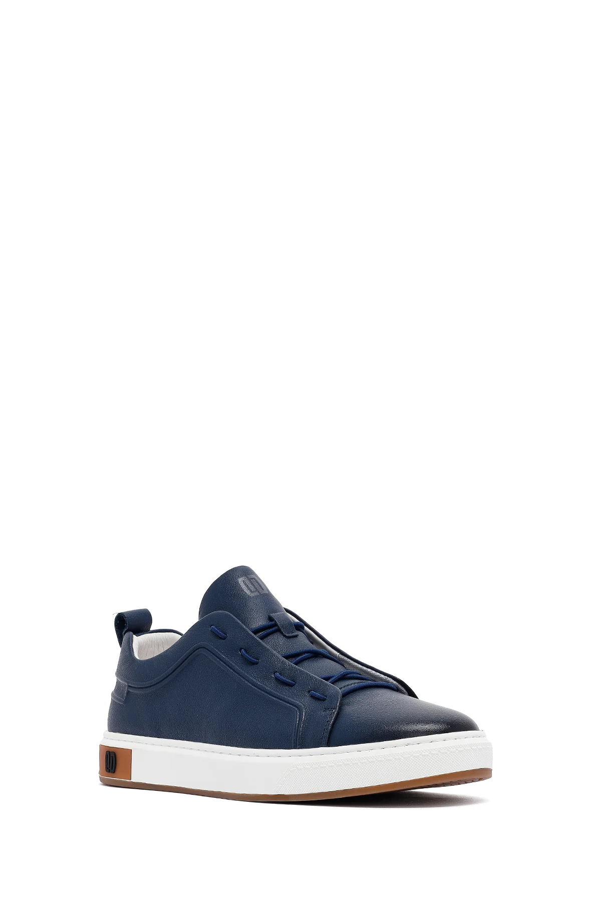 Erkek Lacivert Deri Sneaker - Image 7