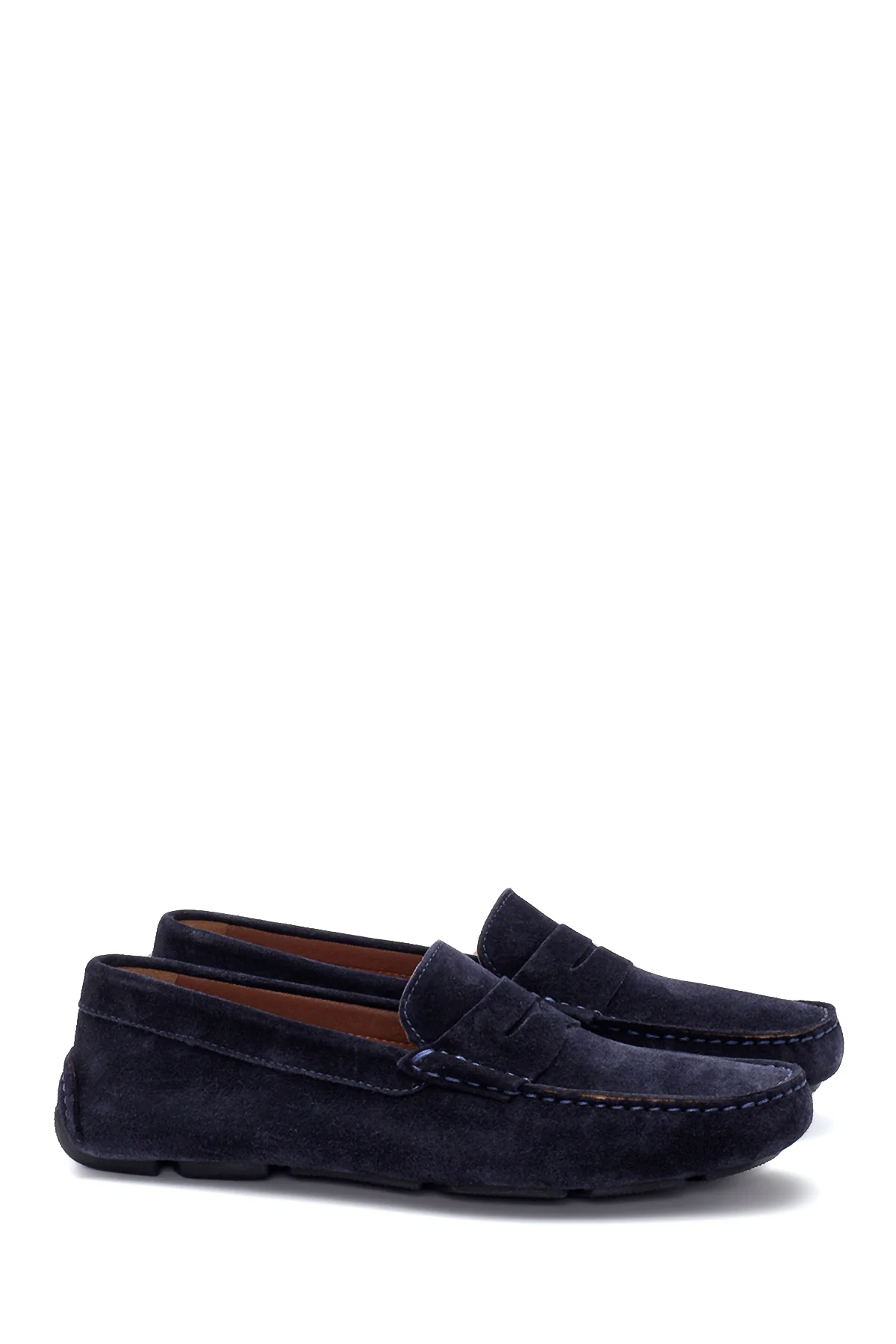 Erkek Lacivert Deri Süet Casual Loafer - Image 3