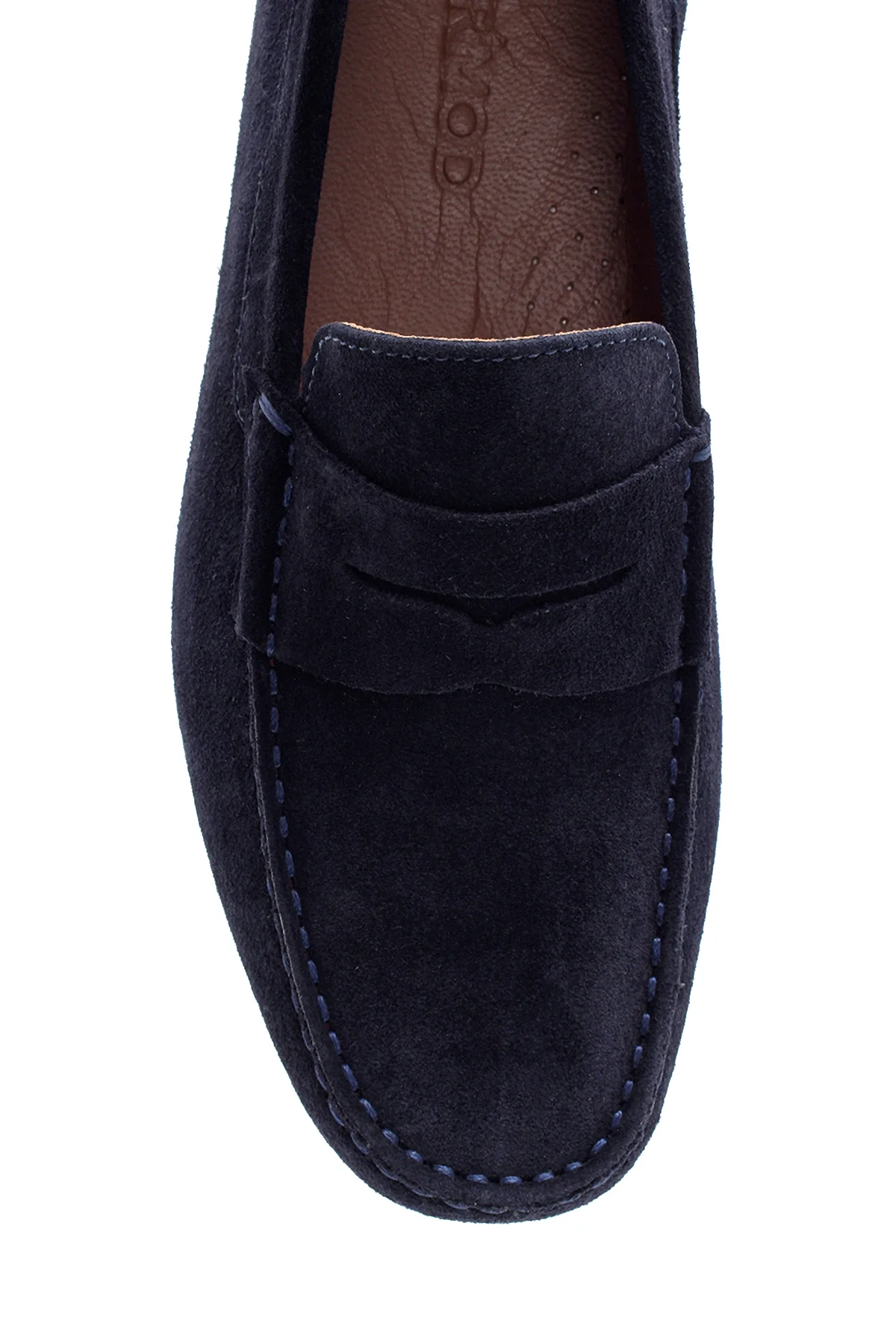 Erkek Lacivert Deri Süet Casual Loafer - Image 6