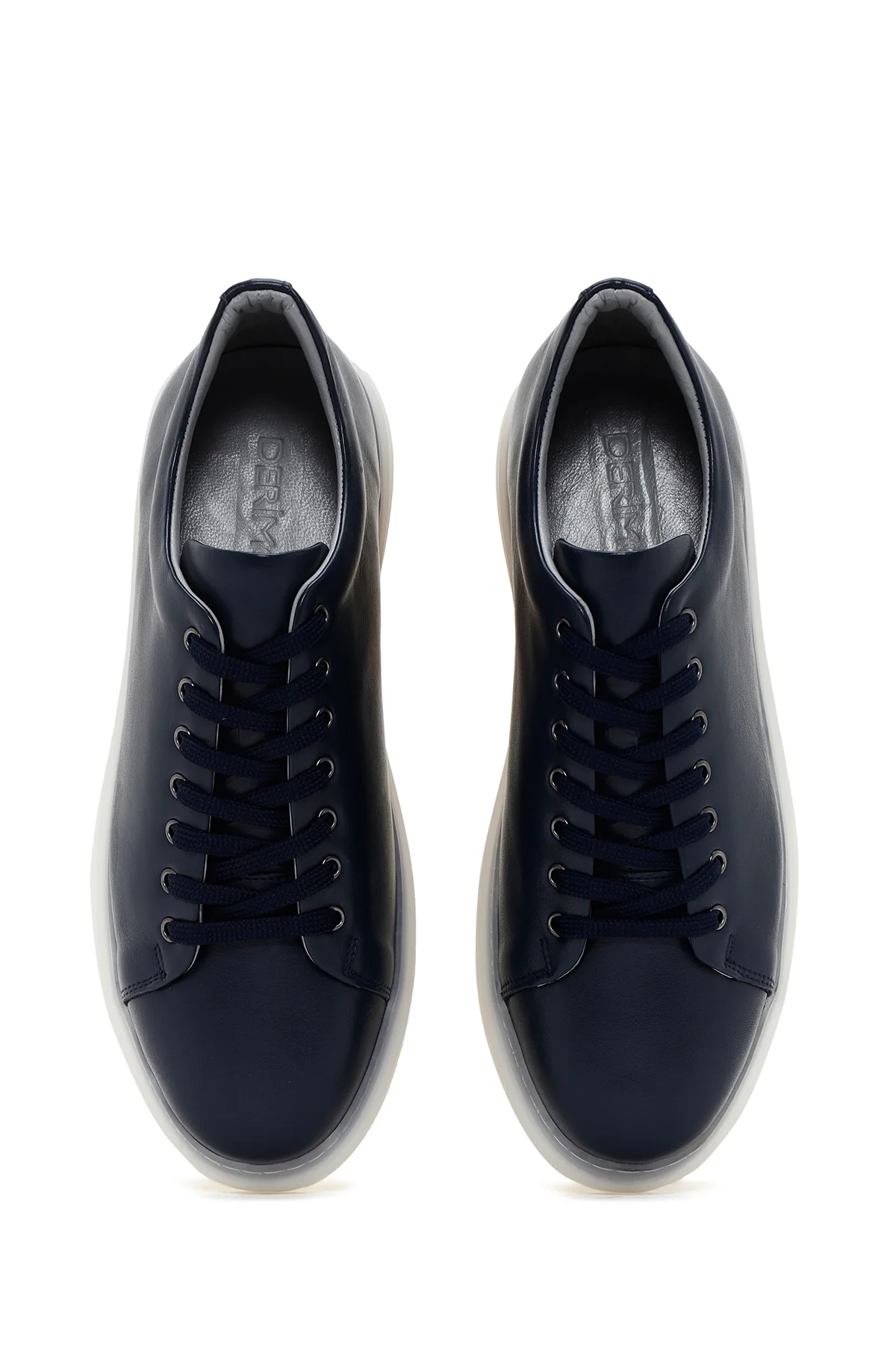 Erkek Lacivert Kalın Tabanlı Bağcıklı Deri Sneaker - Image 6