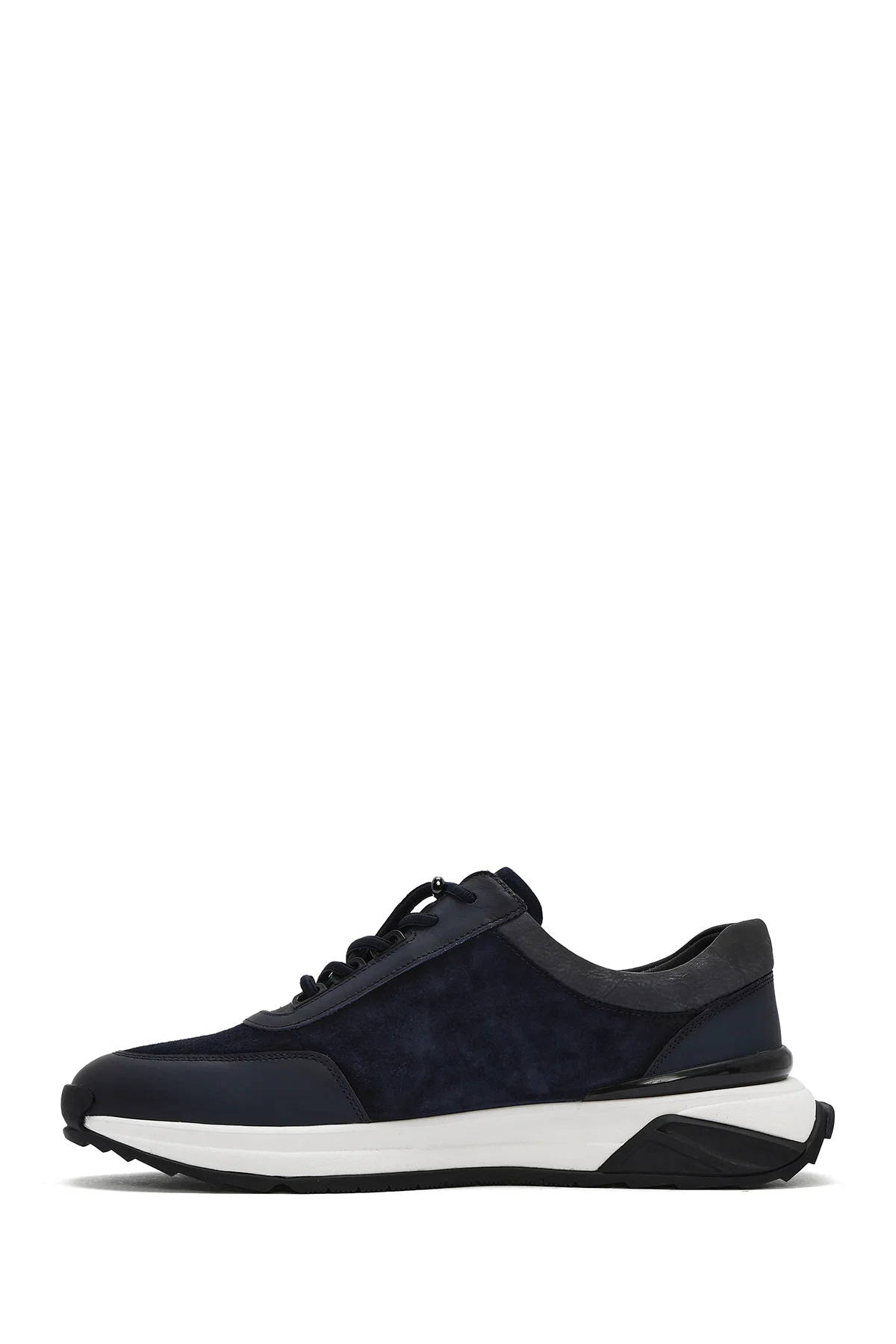 Erkek Lacivert Kalın Tabanlı Bağcıklı Süet Deri Sneaker - Image 2