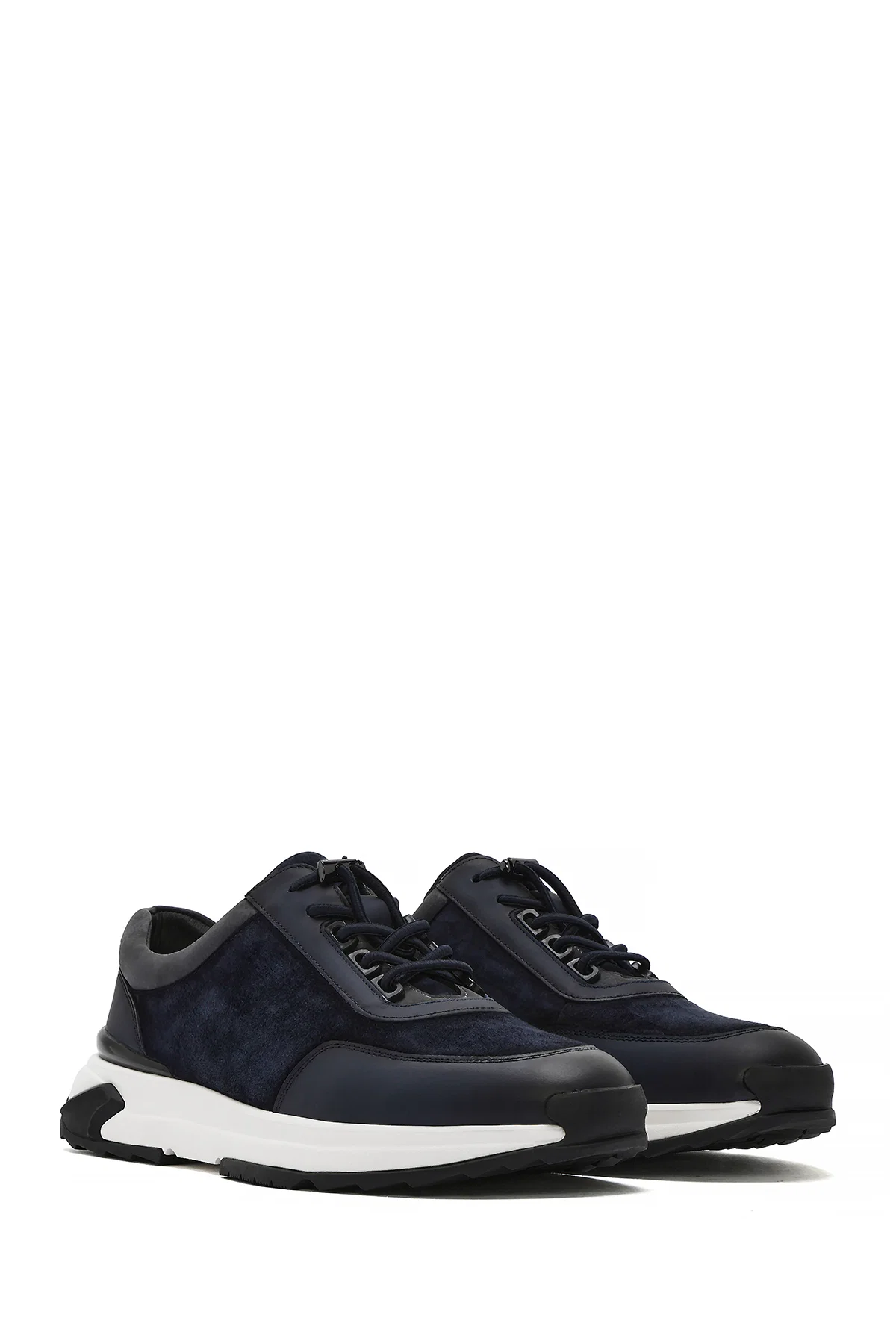 Erkek Lacivert Kalın Tabanlı Bağcıklı Süet Deri Sneaker - Image 3