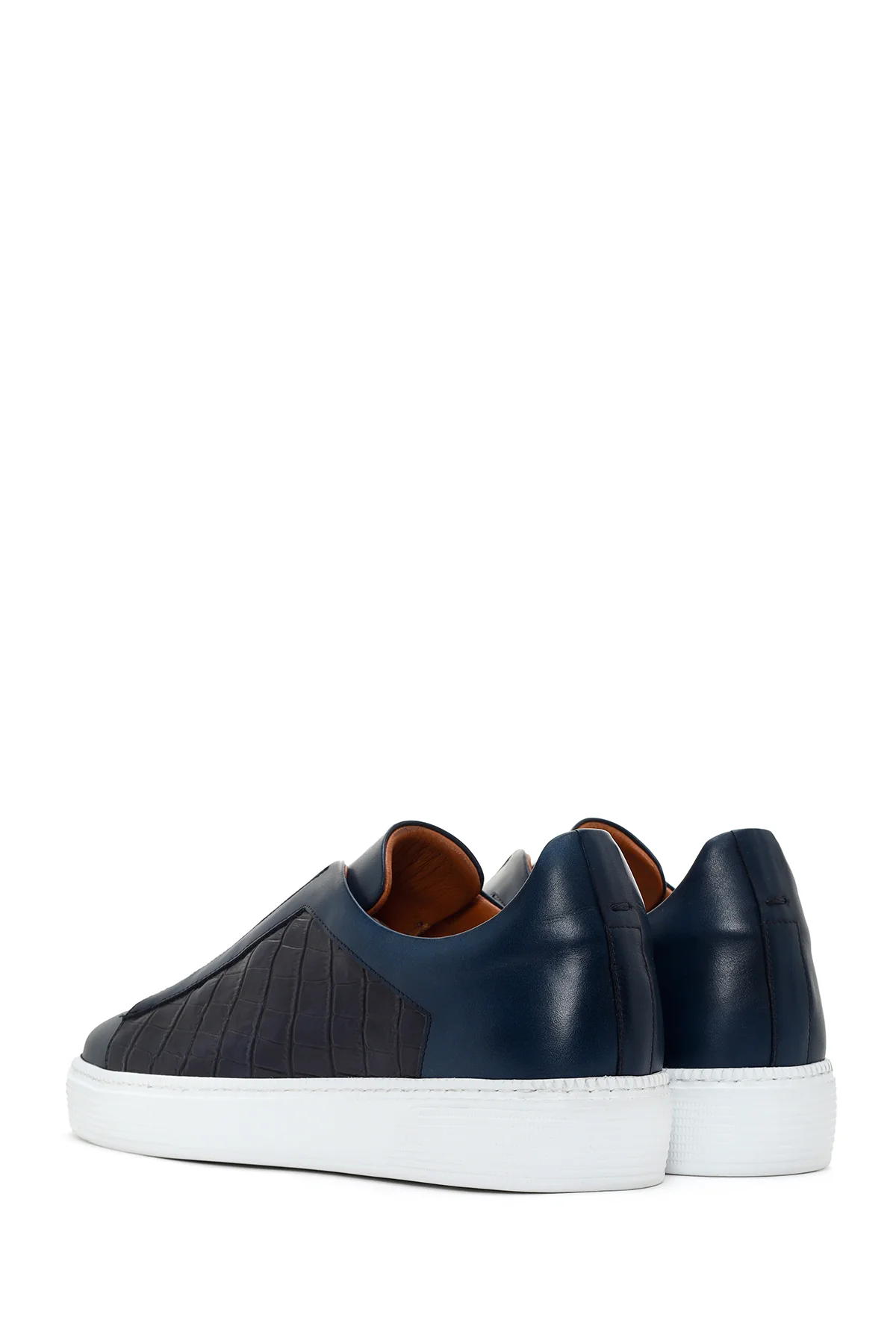 Erkek Lacivert Kroko Deri Sneaker - Image 5
