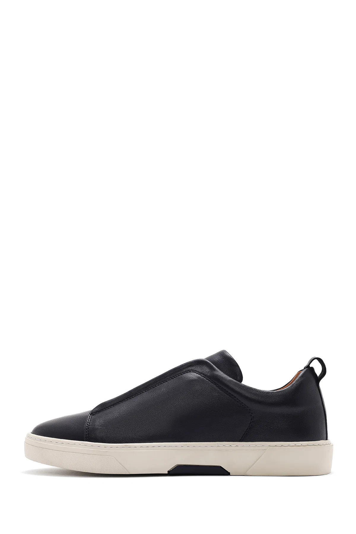 Erkek Lacivert Lastikli Deri Sneaker - Image 2