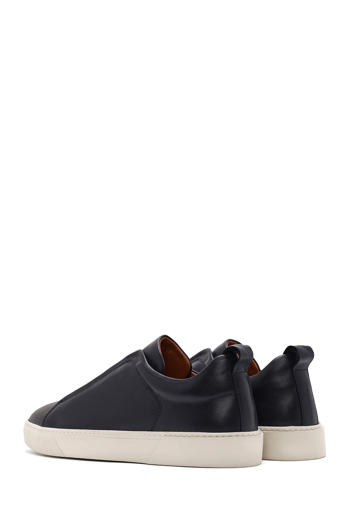 Erkek Lacivert Lastikli Deri Sneaker - Image 5