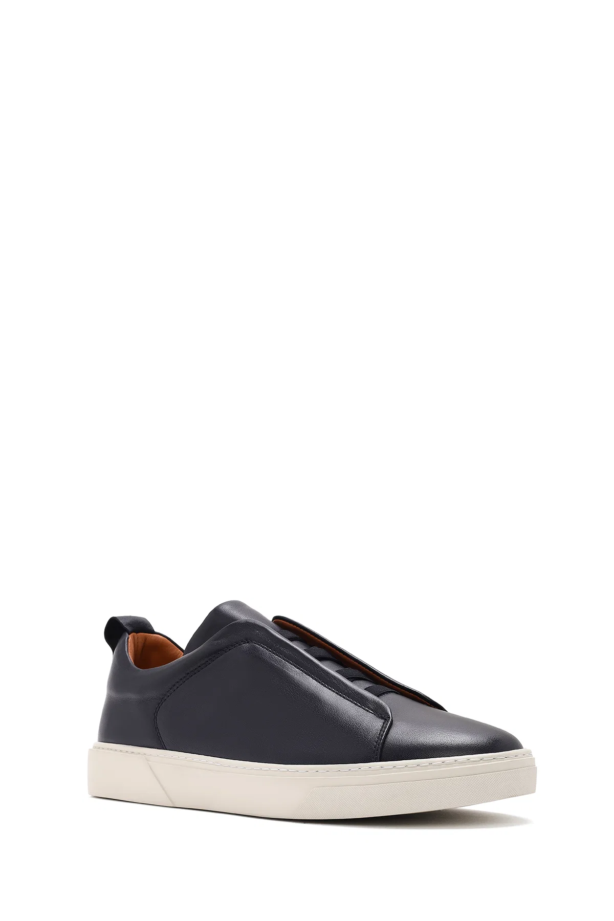 Erkek Lacivert Lastikli Deri Sneaker - Image 6