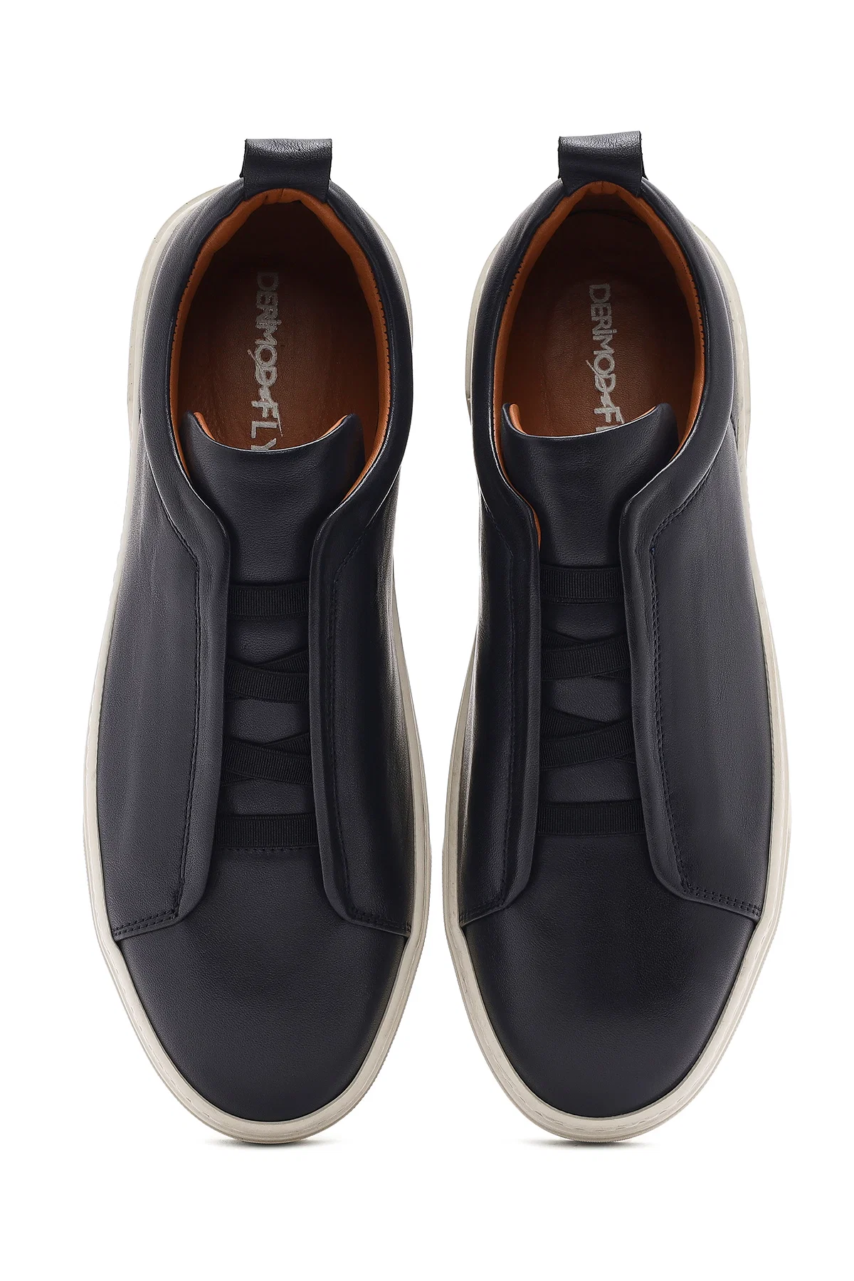 Erkek Lacivert Lastikli Deri Sneaker - Image 7