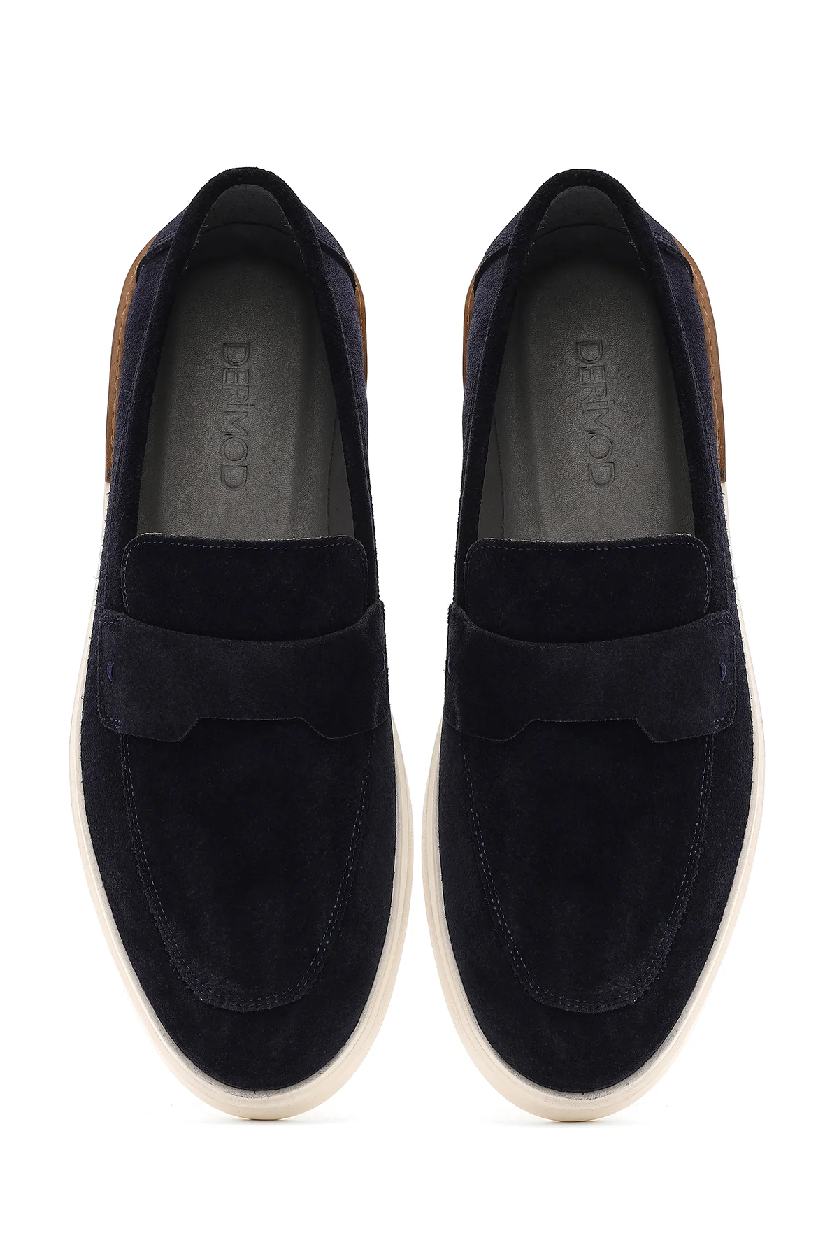 Erkek Lacivert Süet Deri Casual Loafer - Image 4
