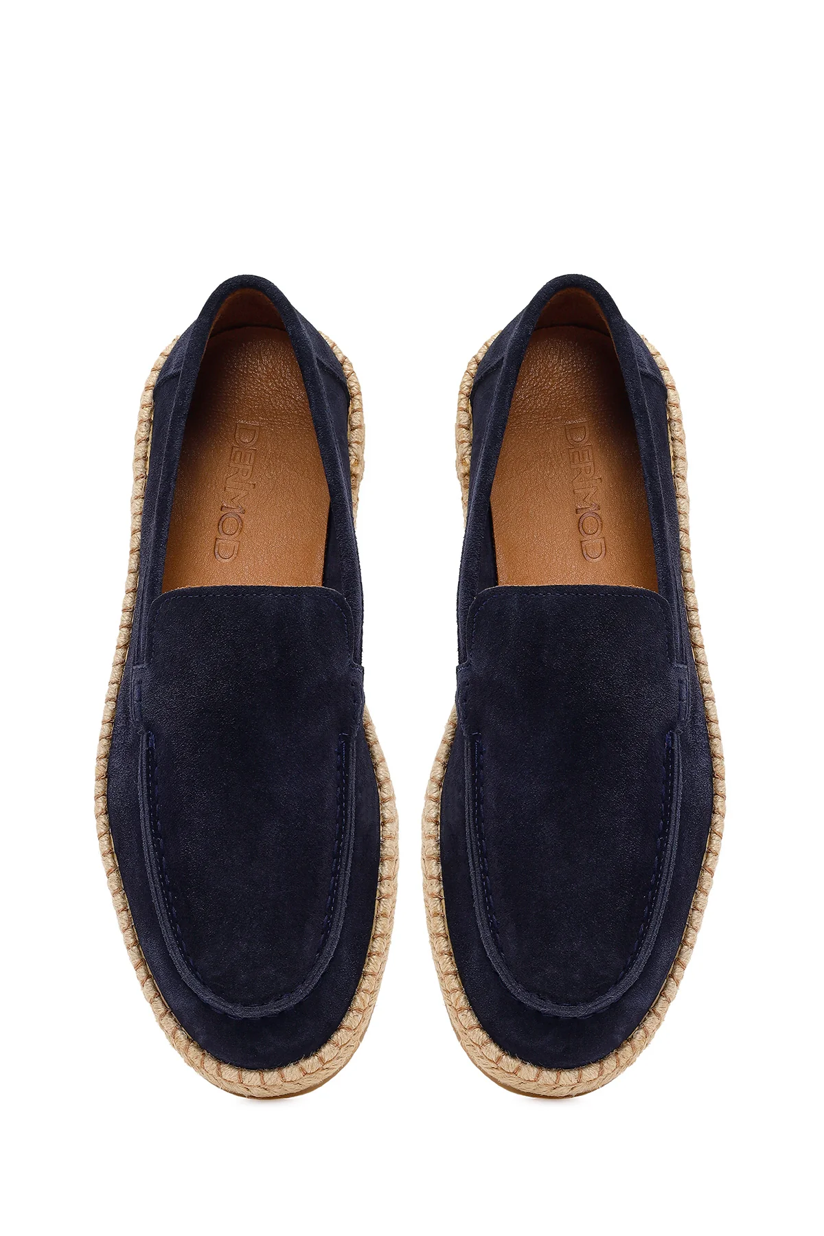 Erkek Lacivert Süet Deri Casual Loafer - Image 4