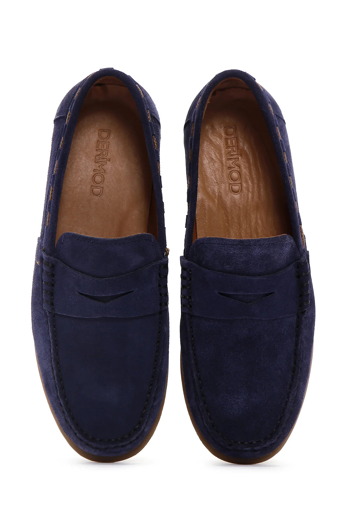 Erkek Lacivert Süet Deri Loafer - Image 6