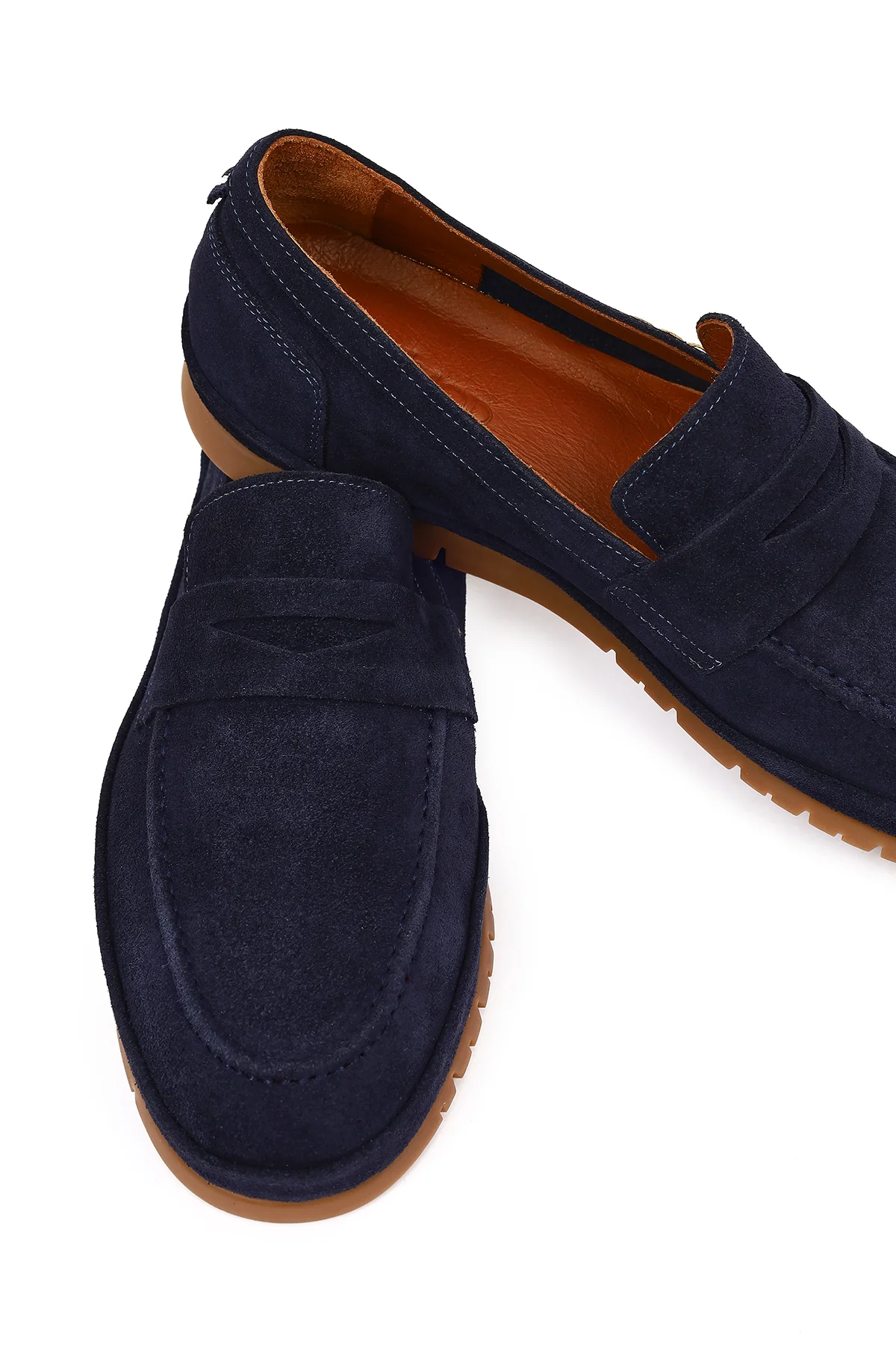 Erkek Lacivert Süet Deri Loafer - Image 10