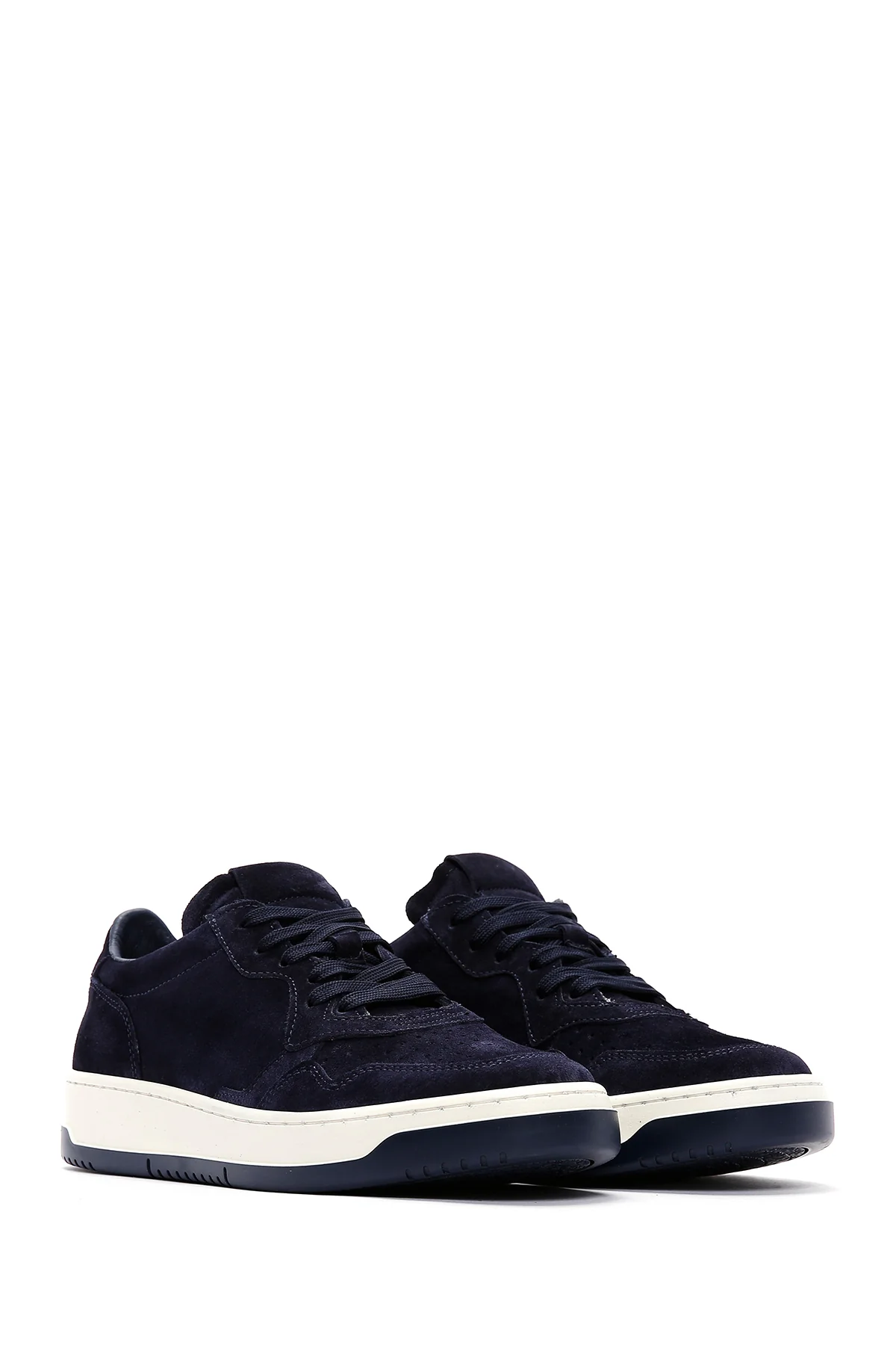Erkek Lacivert Süet Deri Sneaker - Image 3