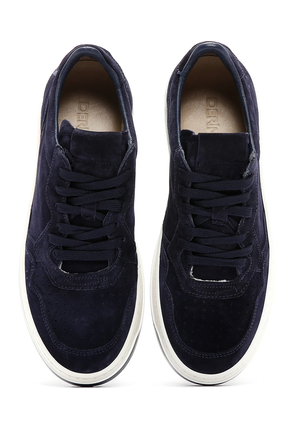Erkek Lacivert Süet Deri Sneaker - Image 6