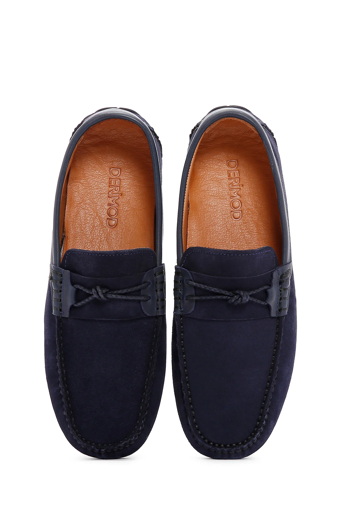 Erkek Lacivert Süet Deri Spor Loafer - Image 6