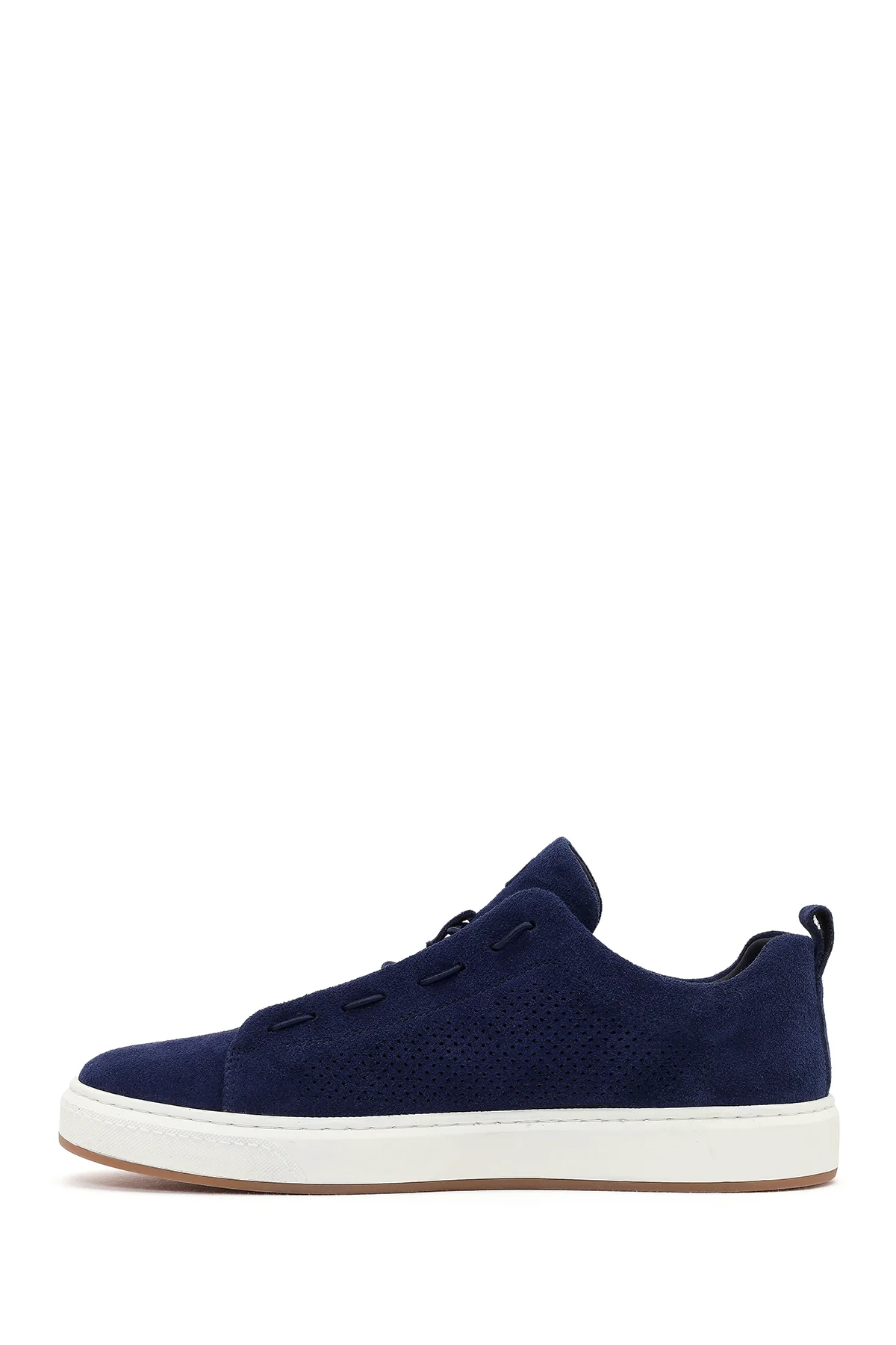 Erkek Mavi Bağcıklı Süet Deri Sneaker - Image 4
