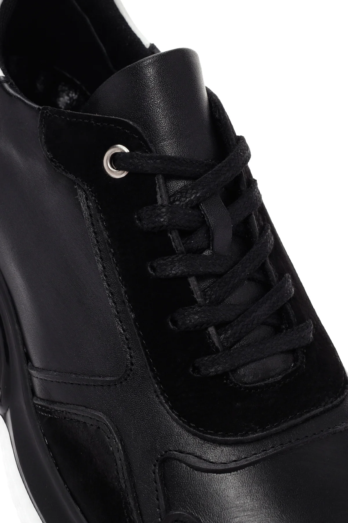 Erkek Siyah Bağcıklı Deri Casual Sneaker - Image 11