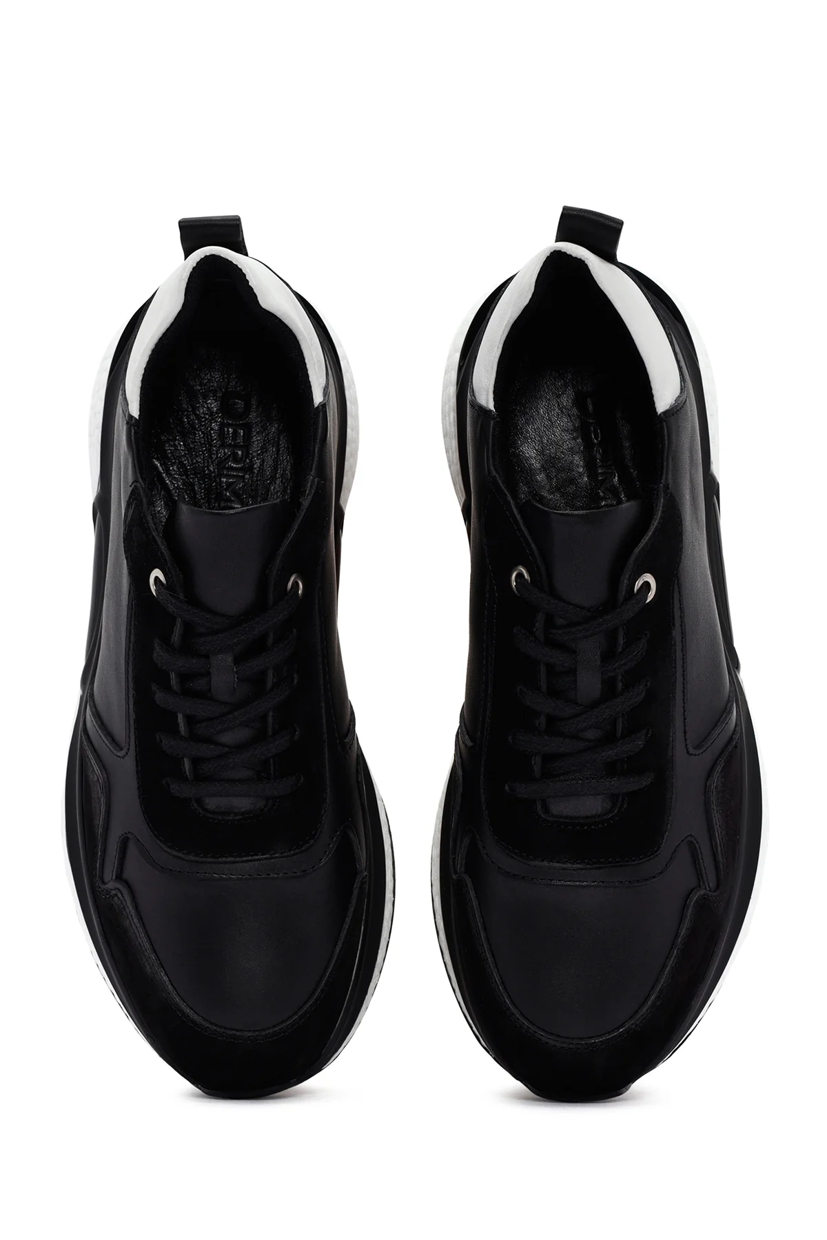 Erkek Siyah Bağcıklı Deri Casual Sneaker - Image 7