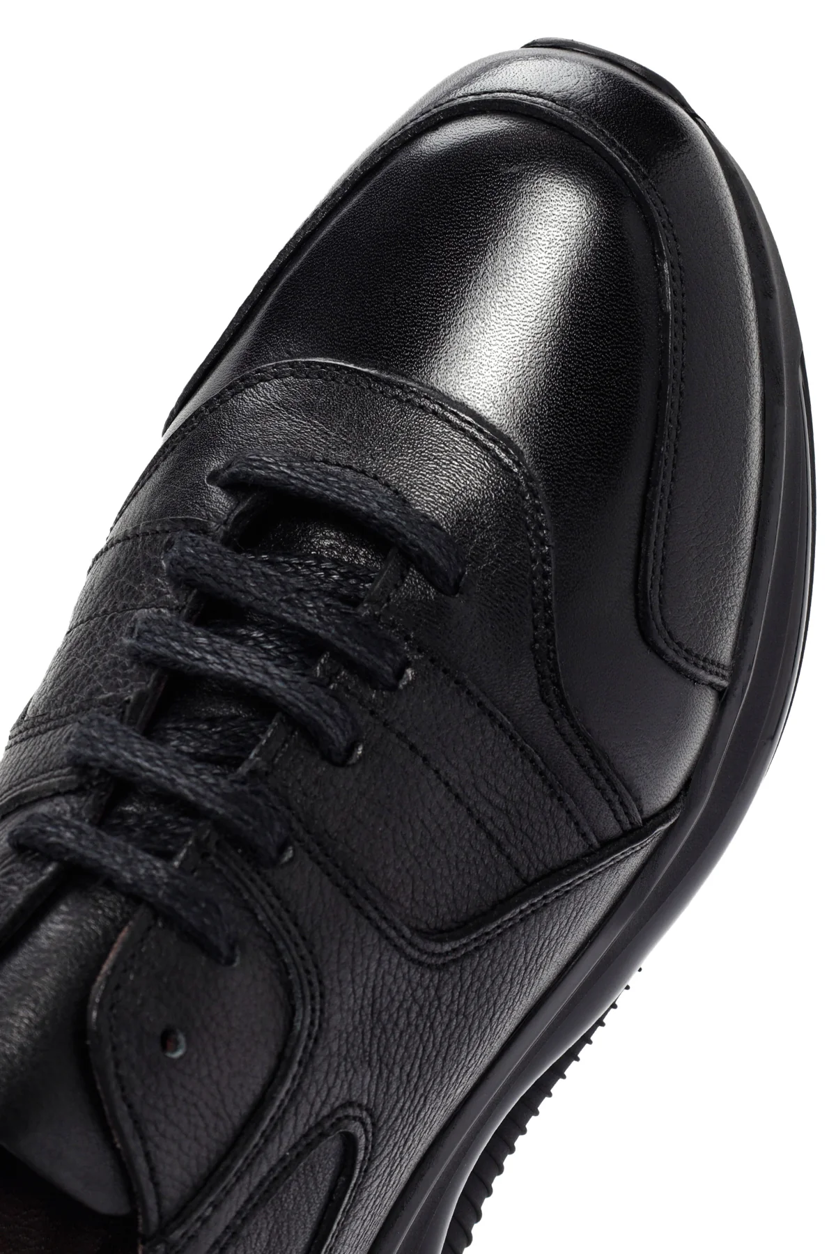 Erkek Siyah Bağcıklı Deri Casual Sneaker - Image 11