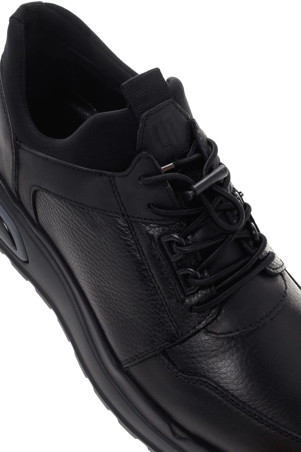 Erkek Siyah Bağcıklı Deri Casual Sneaker - Image 10