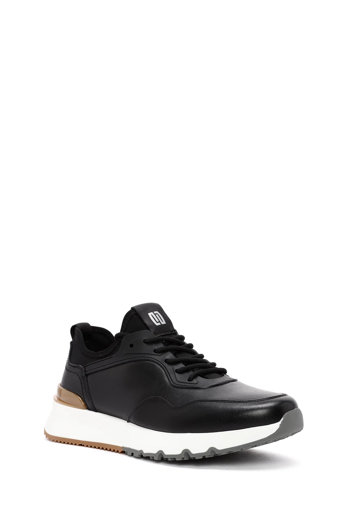 Erkek Siyah Bağcıklı Deri Casual Sneaker - Image 6