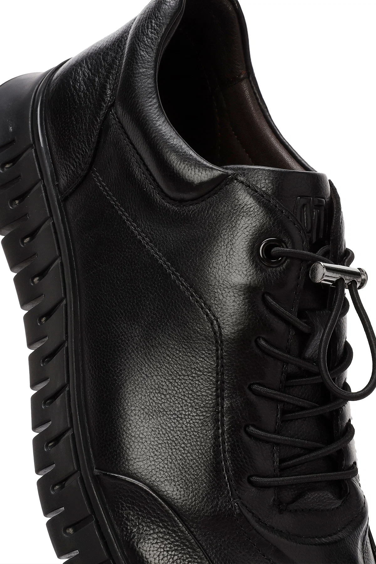 Erkek Siyah Bağcıklı Deri Casual Sneaker - Image 10