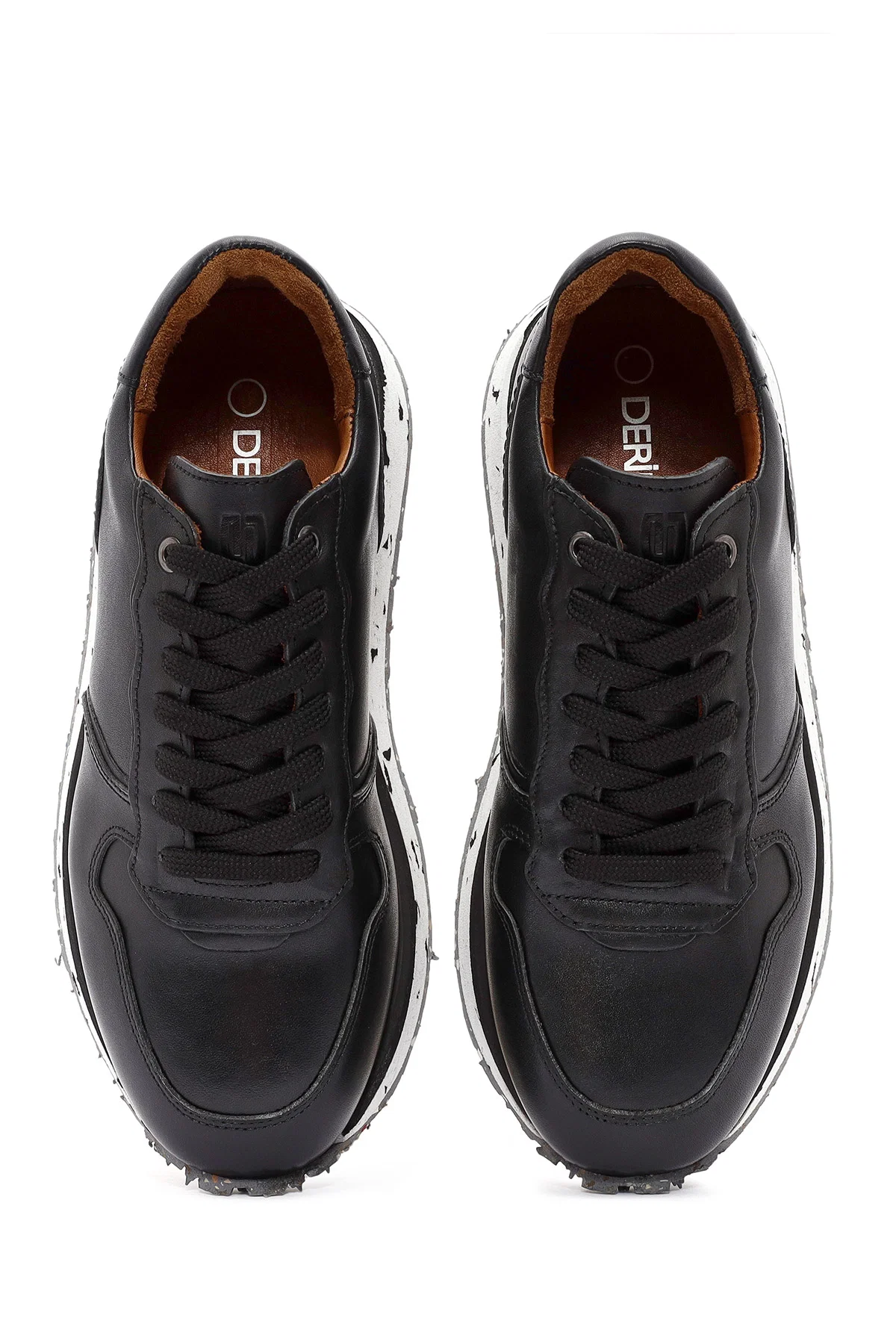 Erkek Siyah Bağcıklı Deri Casual Sneaker - Image 7