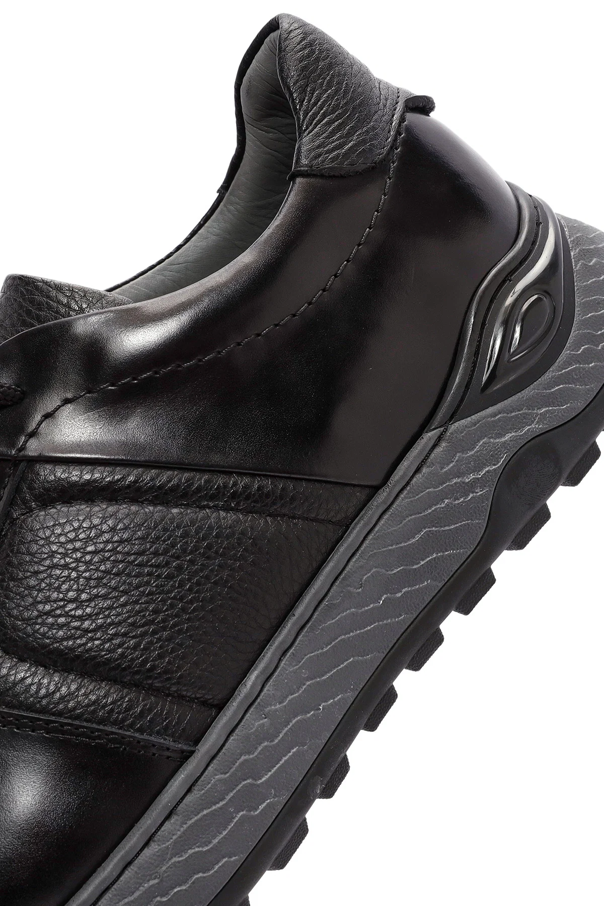 Erkek Siyah Bağcıklı Deri Casual Sneaker - Image 9
