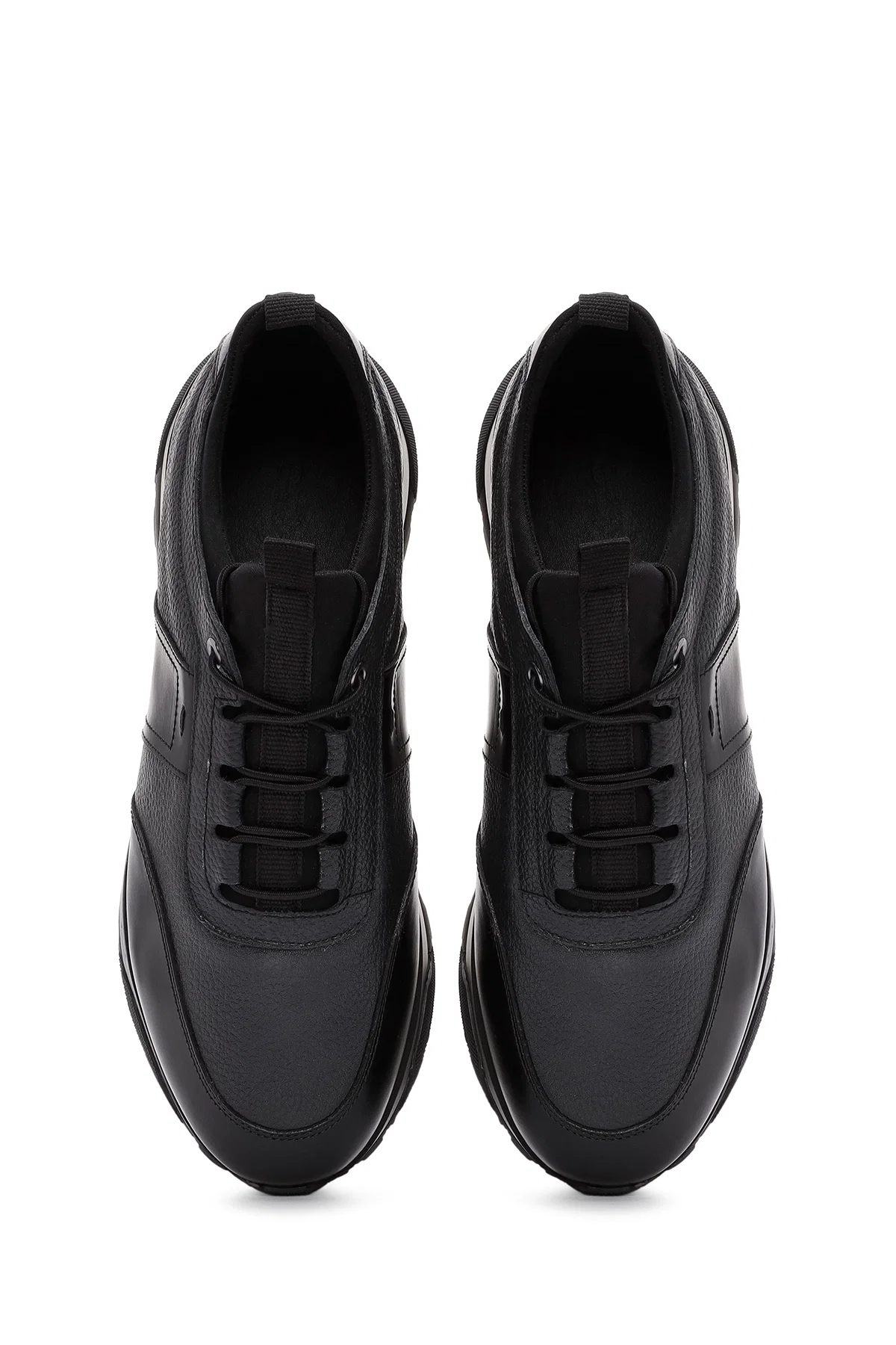 Erkek Siyah Bağcıklı Deri Casual Sneaker - Image 7