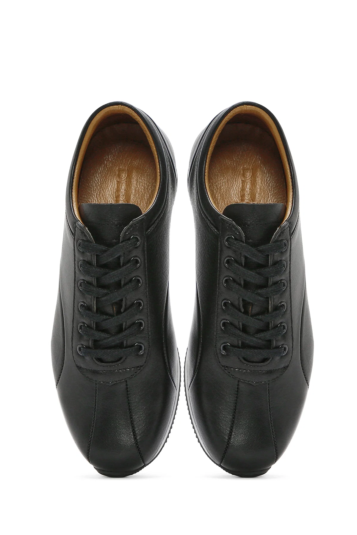 Erkek Siyah Bağcıklı Deri Casual Sneaker - Image 7